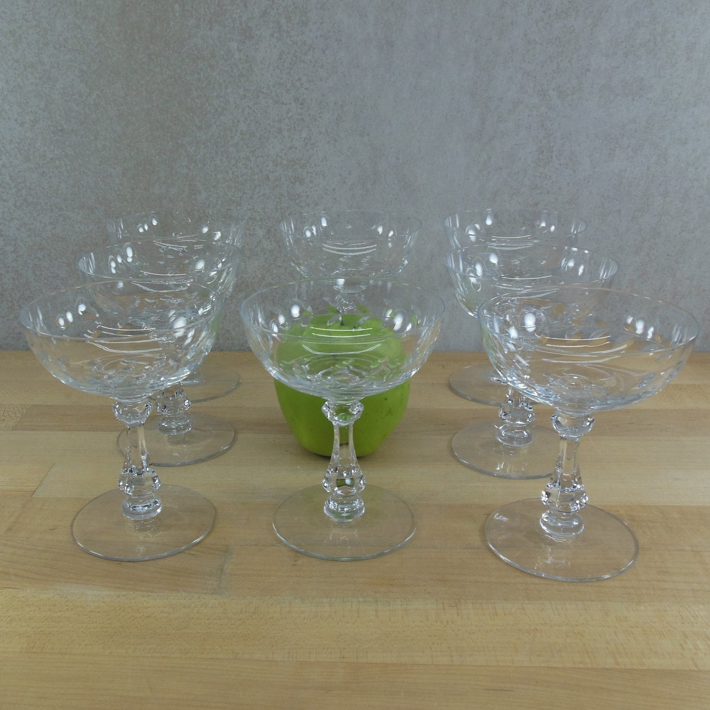 Cambridge Glass Laurel Wreath Stem 3700 - Cocktail Sherbet Glasses Stemware 8 Set