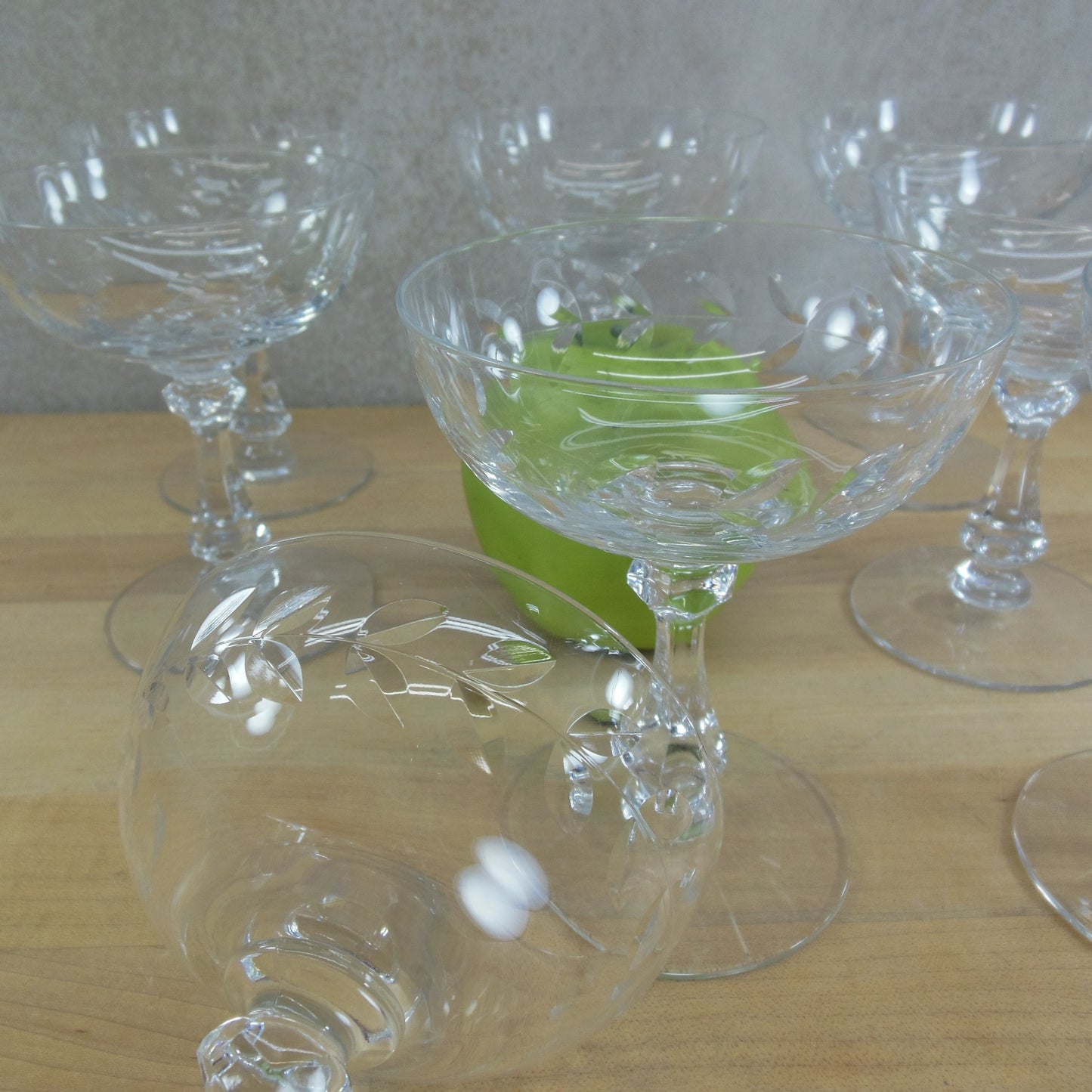 Cambridge Glass Laurel Wreath Stem 3700 - Cocktail Sherbet Glasses Stemware 8 Set Vintage
