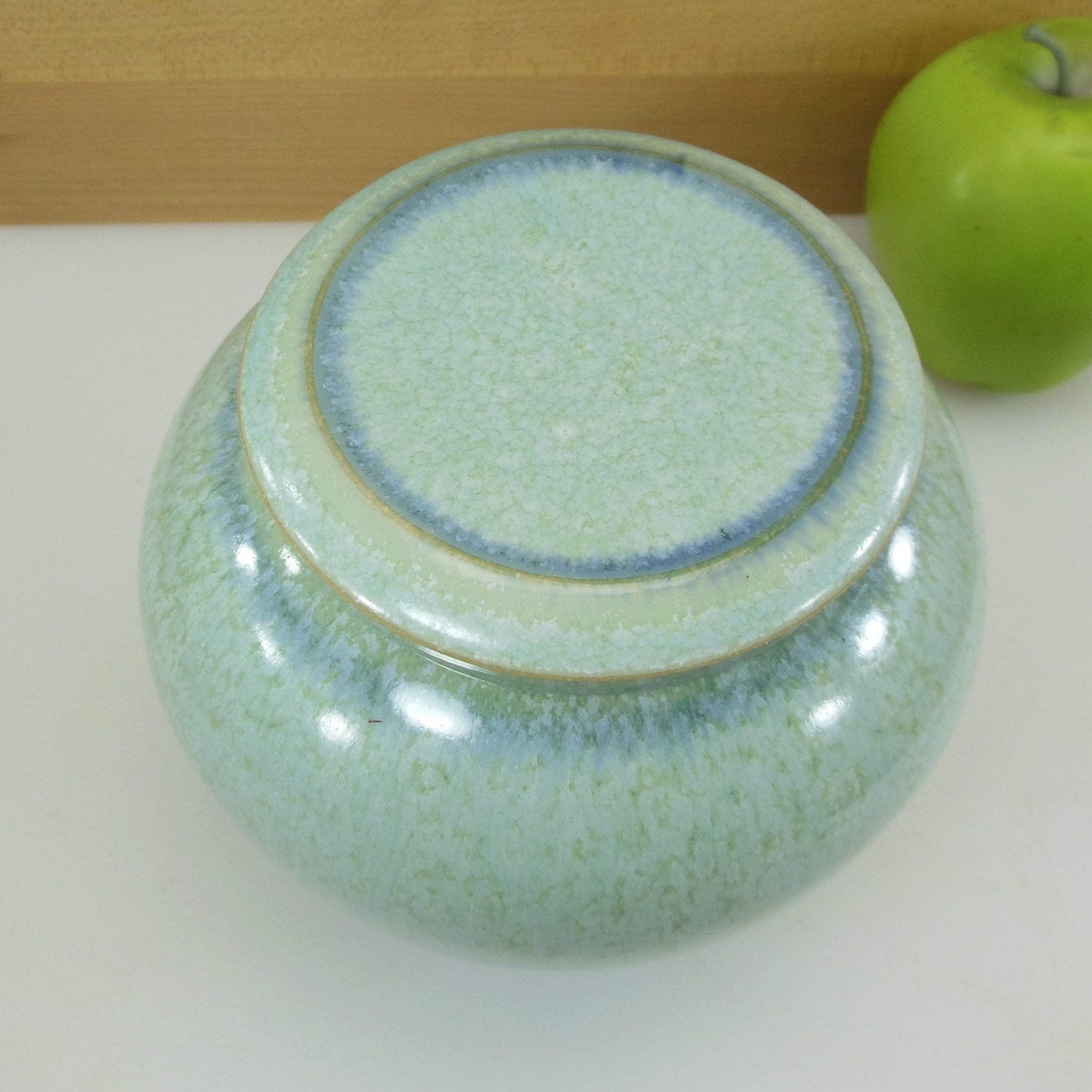 Signed Art Studio Pottery 1991 Lidded Jar Pot Blue/Green Vintage