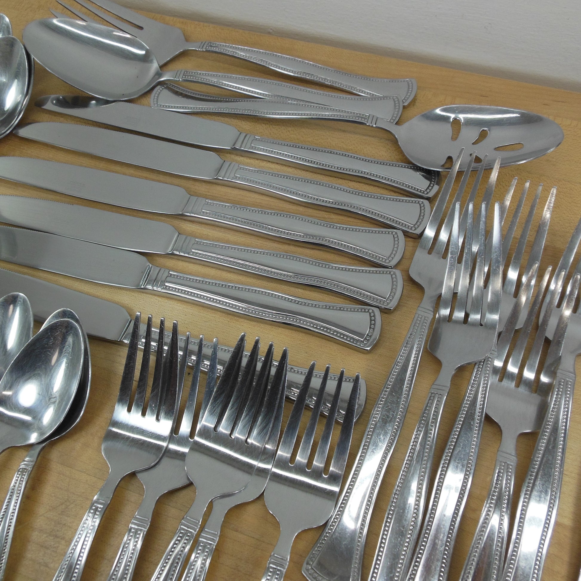 Mikasa Chadwick Bead Stainless Flatware Partial Set - 33 Pieces Used