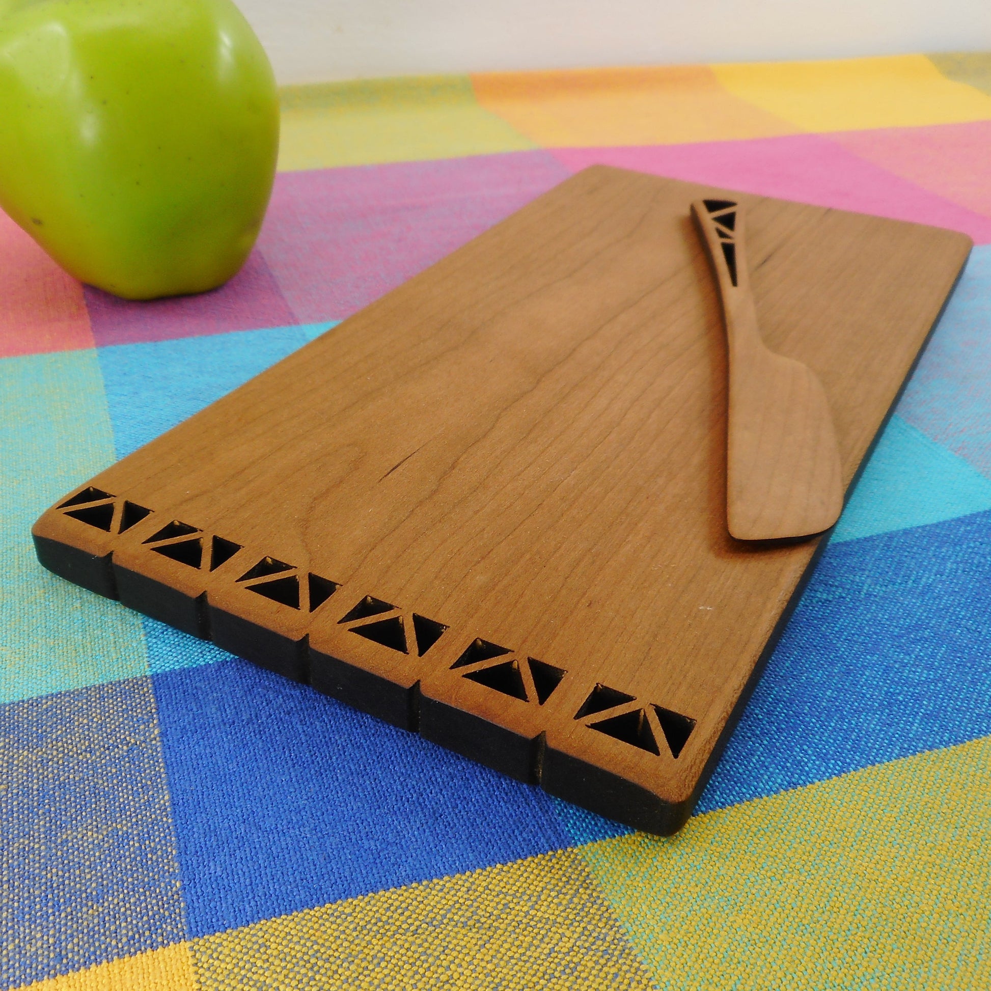 MCM Cherry Wood Cheese Cutting Board & Knife Vintage