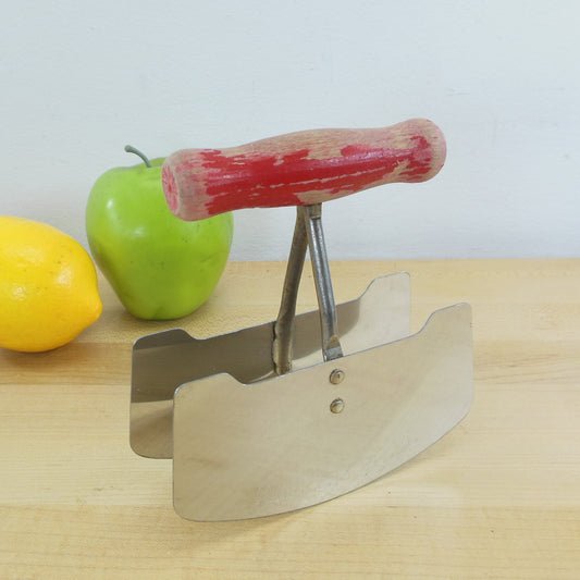 Red Wood Handle Stainless Steel Double Blade Chopper Dough Cutter