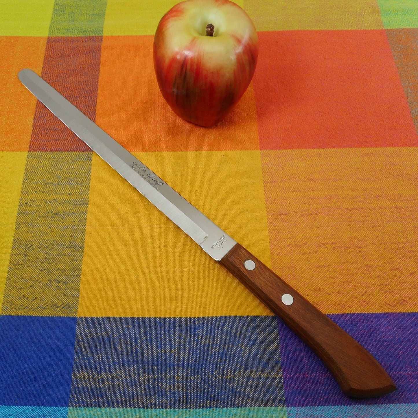 Color Craft Japan Kitchen Knives - 9" Stainless Steel Slicing Wood Handle - Finest In Craftmanship
