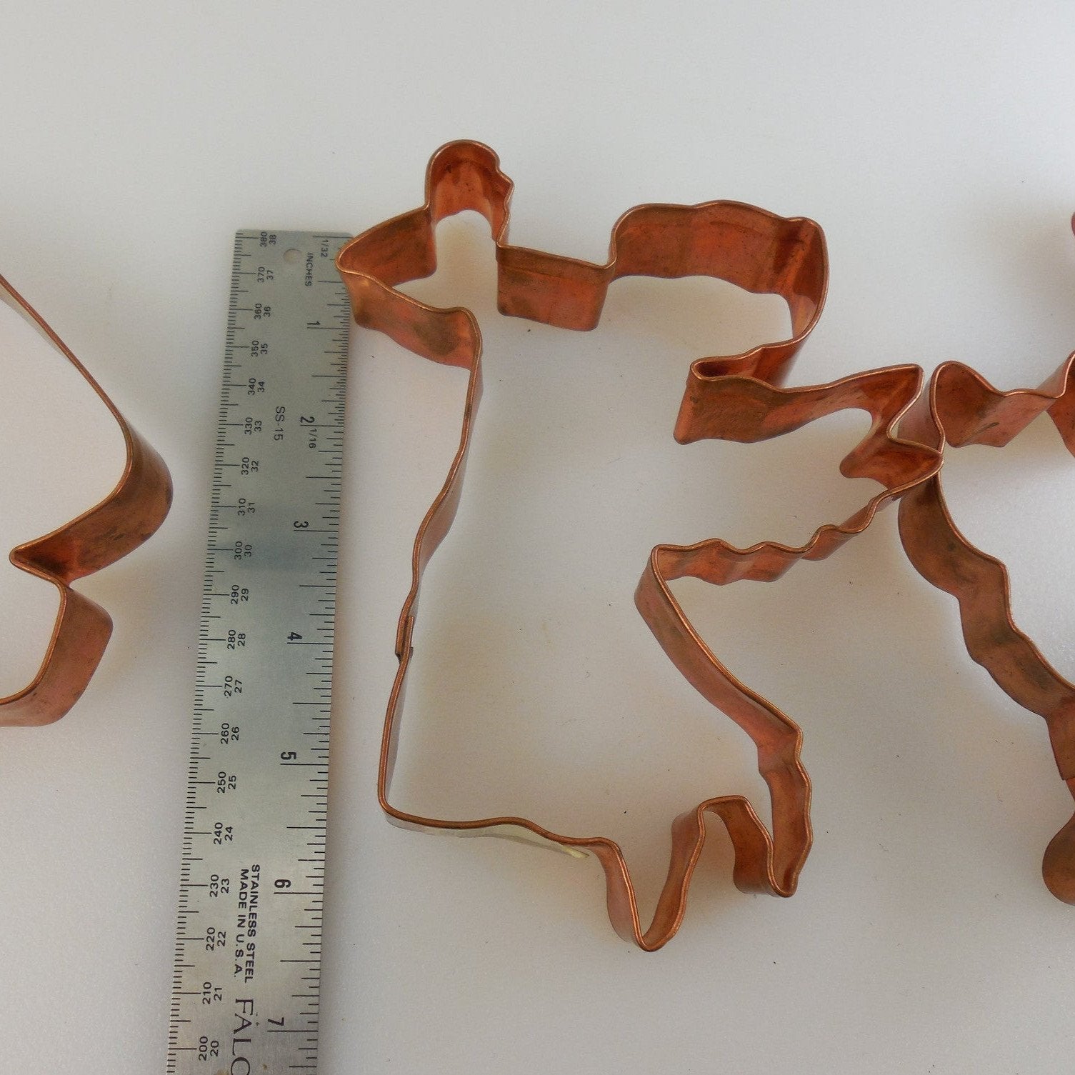 Williams Sonoma Trio Large Copper Cookie Cutters - Bunny, Angel, Scaredy Cat - Halloween Easter Christmas - 6.5"