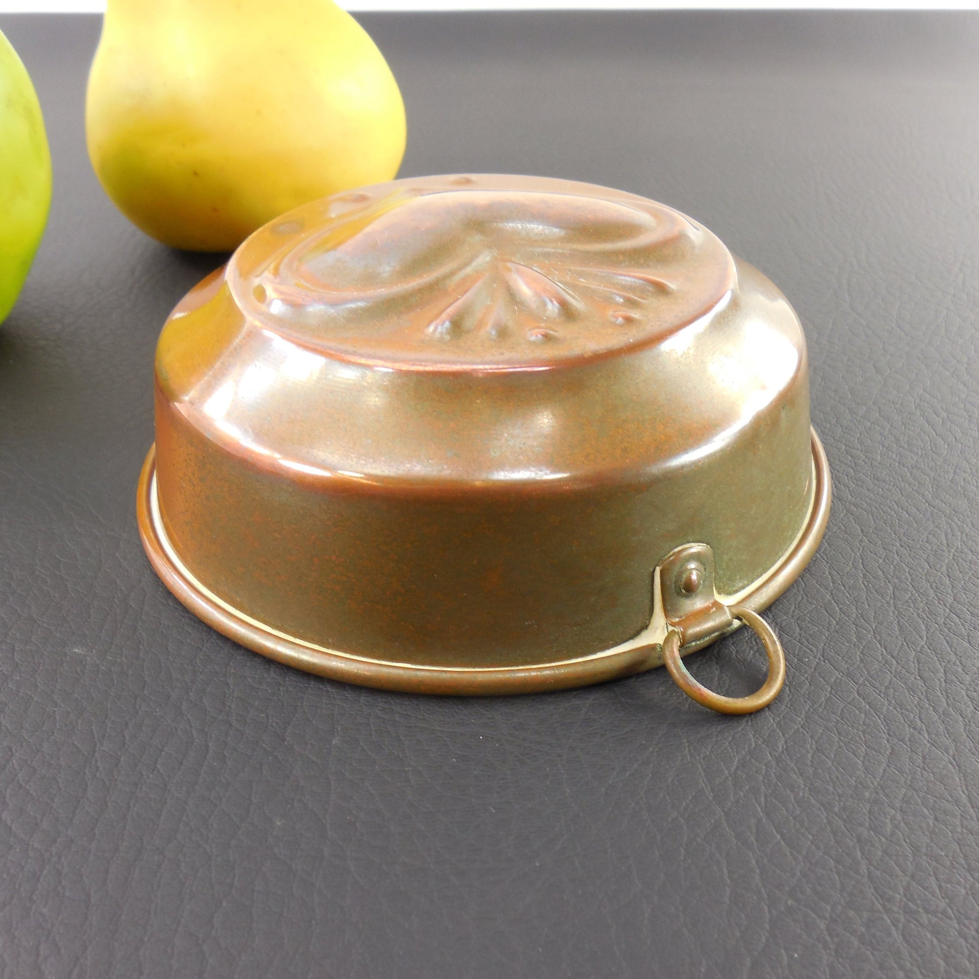 Vintage Copper Tin Food Mold Baking Pan - Heart Side View