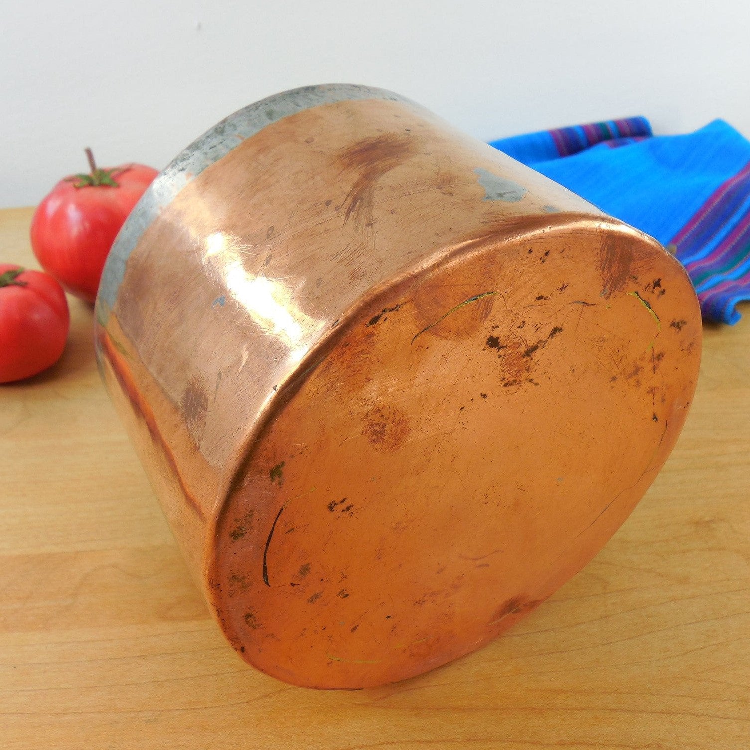 Antique Pat 34384 English? - 1.7 Qt - Dovetailed Hammered Copper Tin Pot Saucepan Bottom