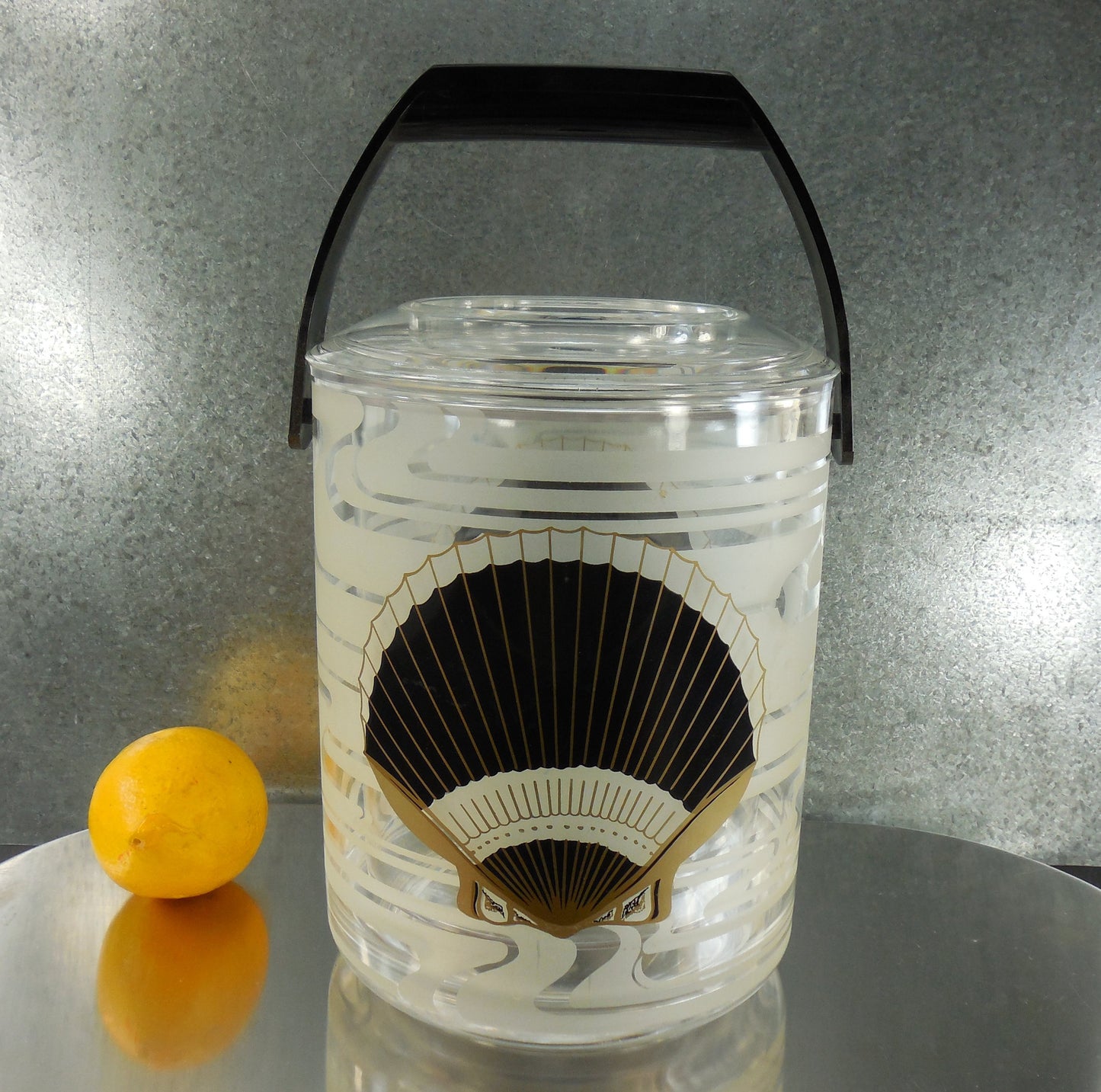 Culver Black Shell Ice Bucket Plastic Acrylic - Mod 70's Beach Condo