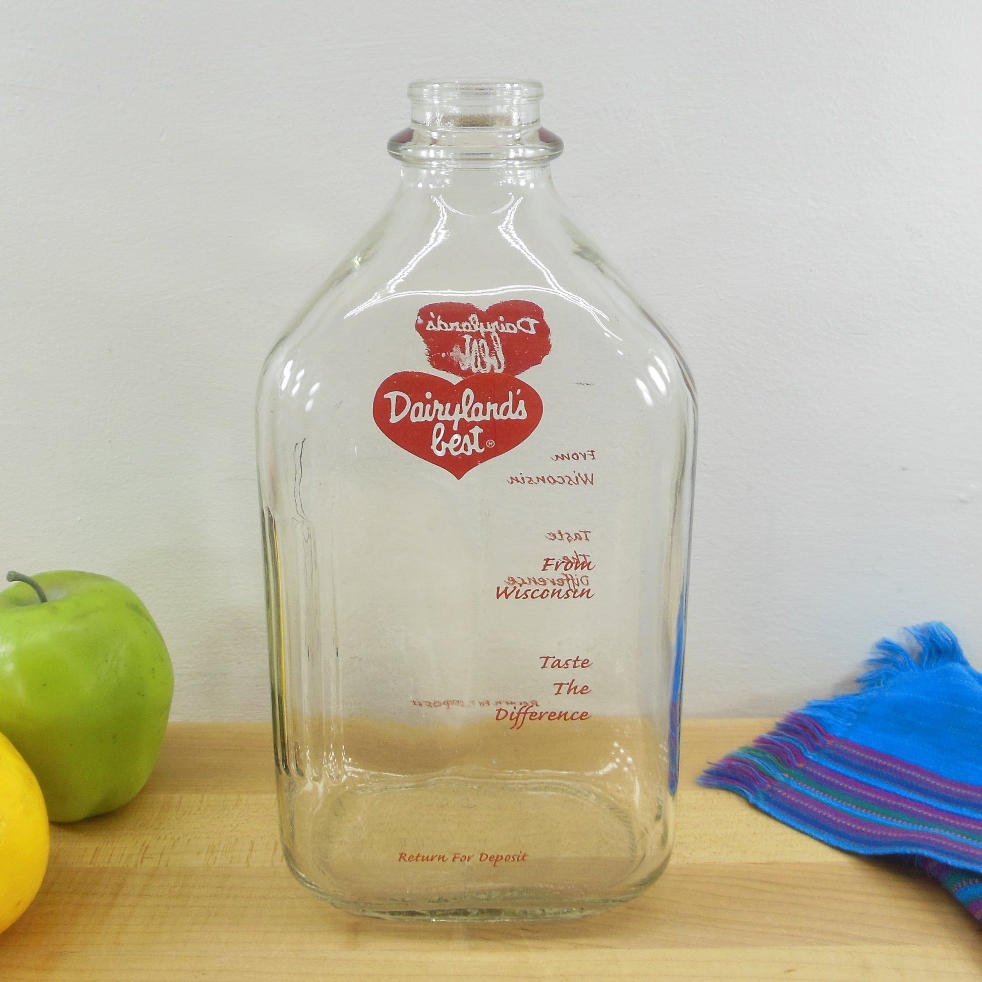 Dairyland's Best From Wisconsin Half Gallon Milk Bottle