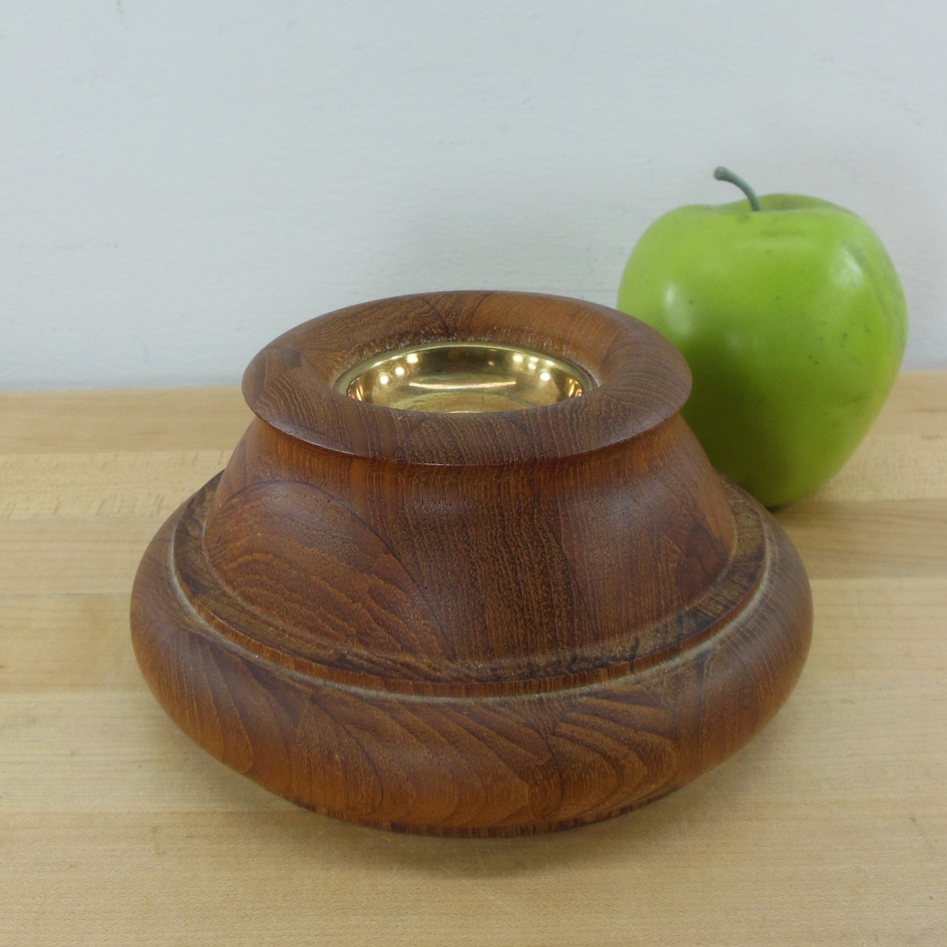 Dansk Maylasia JHQ Teak Wood Brass Candle Holder Candlestick