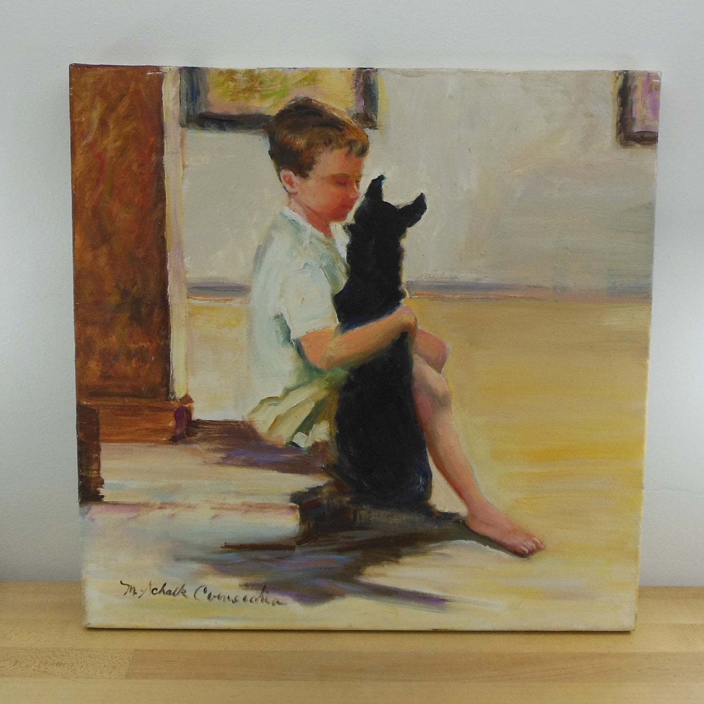 Marion Carnecchia Oil Painting Boy Dog Naples Florida