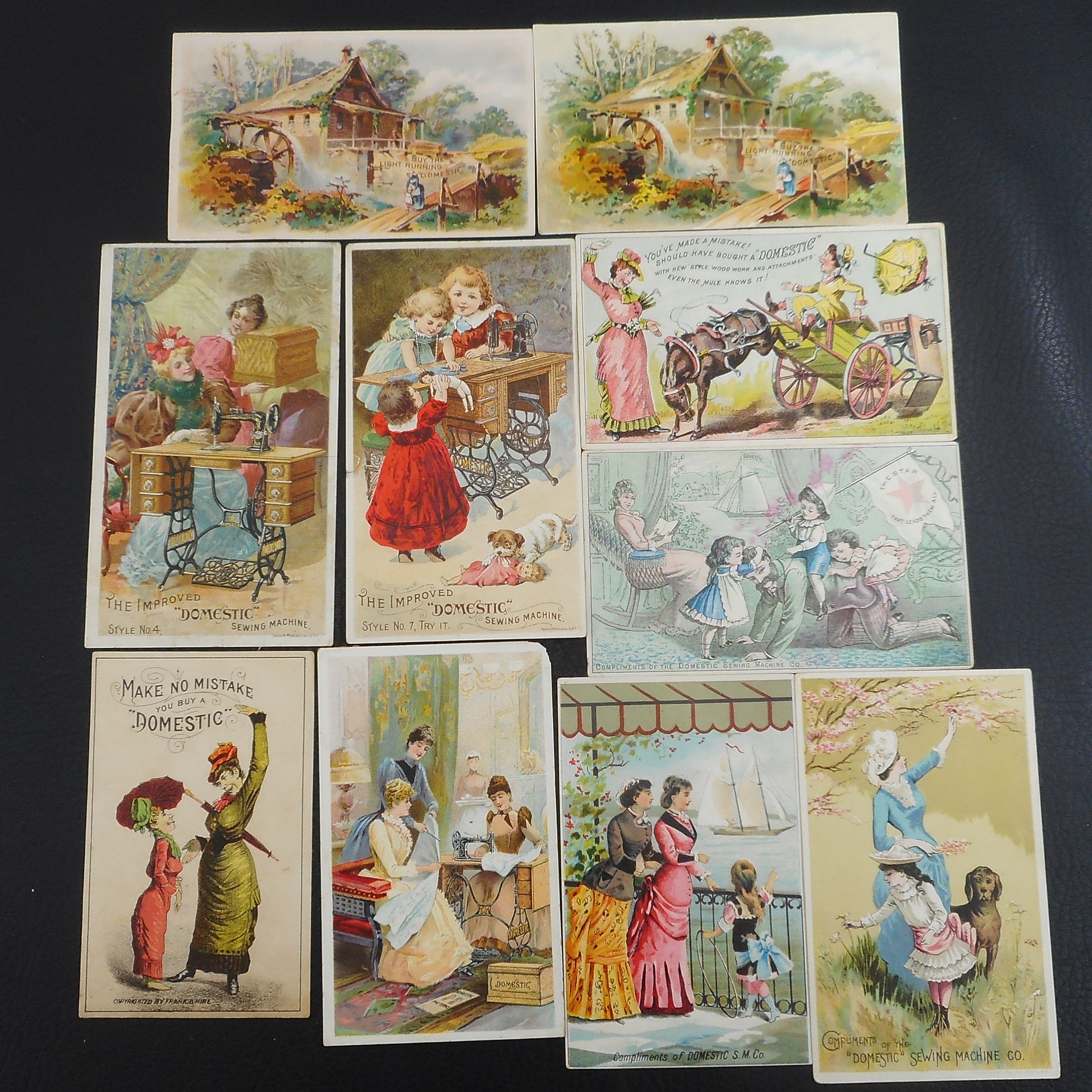 Antique Trade Cards Domestic Sewing Machine Co. Advertising - 10 Lot