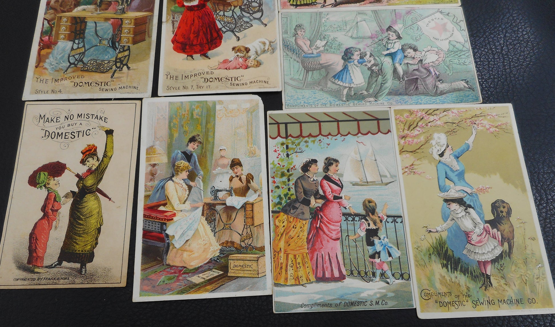Antique Trade Cards Domestic Sewing Machine Co. Advertising - 10 Lot Make No Mistake