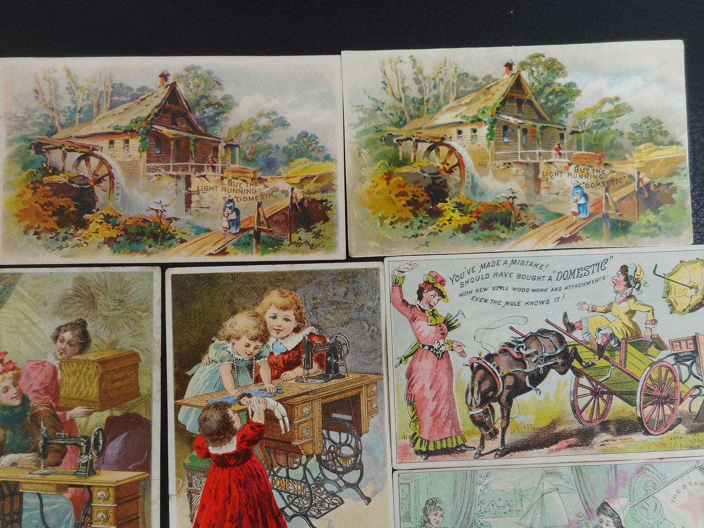 Antique Trade Cards Domestic Sewing Machine Co. Advertising - 10 Lot Victorian