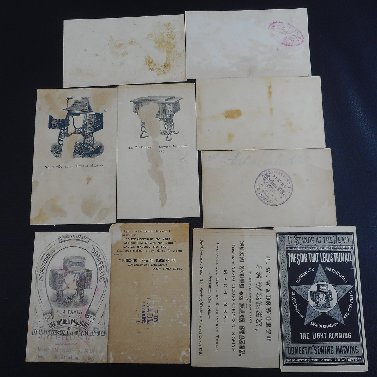 Antique Trade Cards Domestic Sewing Machine Co. Advertising - 10 Lot Compliments
