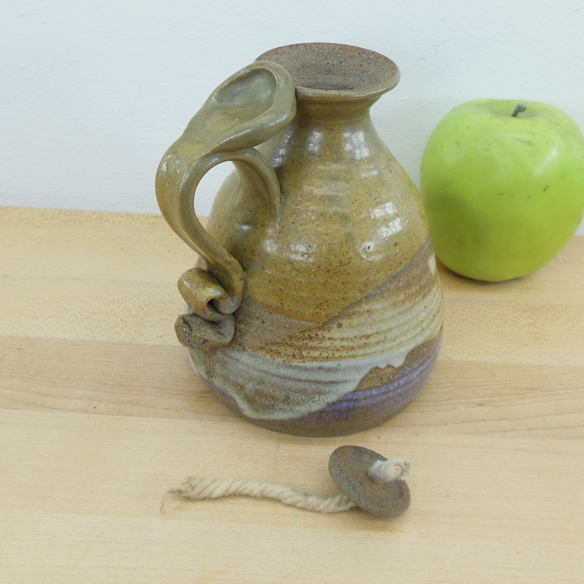 Driskell Signed Studio Art Pottery Stoneware Finger Oil Lamp Vintage Unused