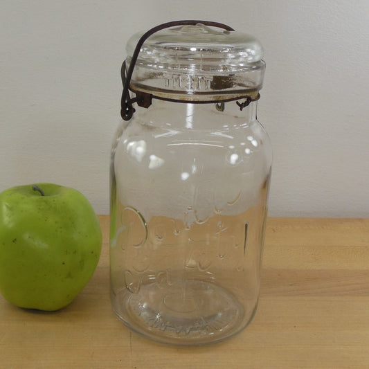 Kivlan Onthank Boston Double Safety 1 Quart Clear Glass Fruit Canning Jar