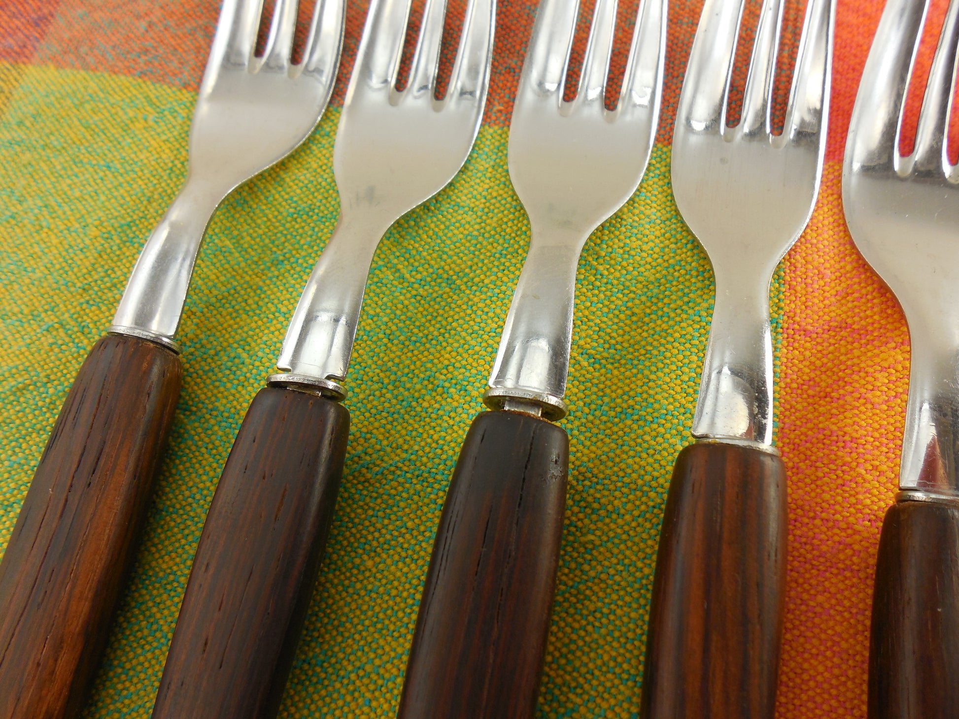 Danish Modern Salad Forks - ROSTFREI Stainless with Rosewood Handles View 2
