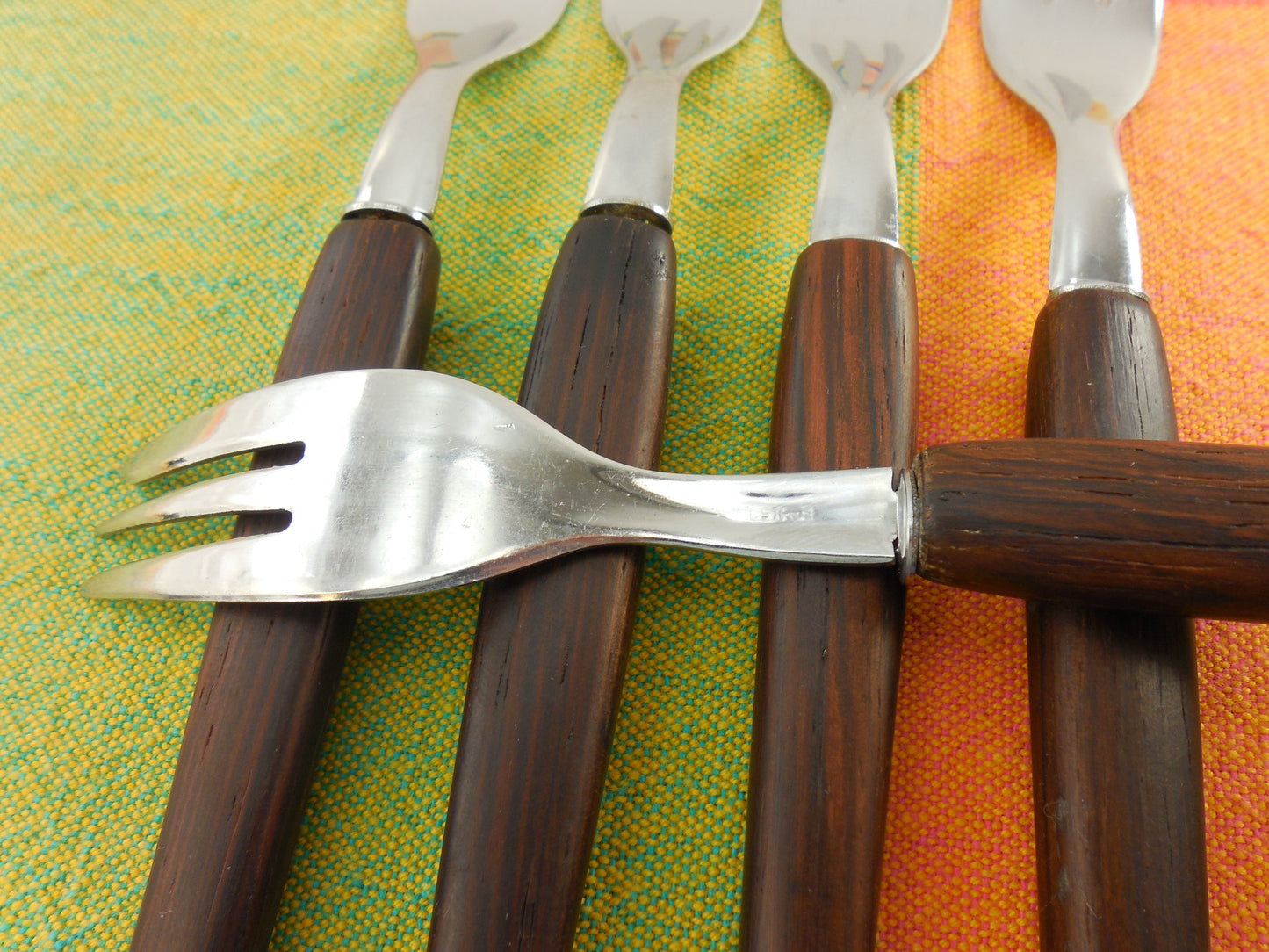 Danish Modern Salad Forks - ROSTFREI Stainless with Rosewood Handles Vintage