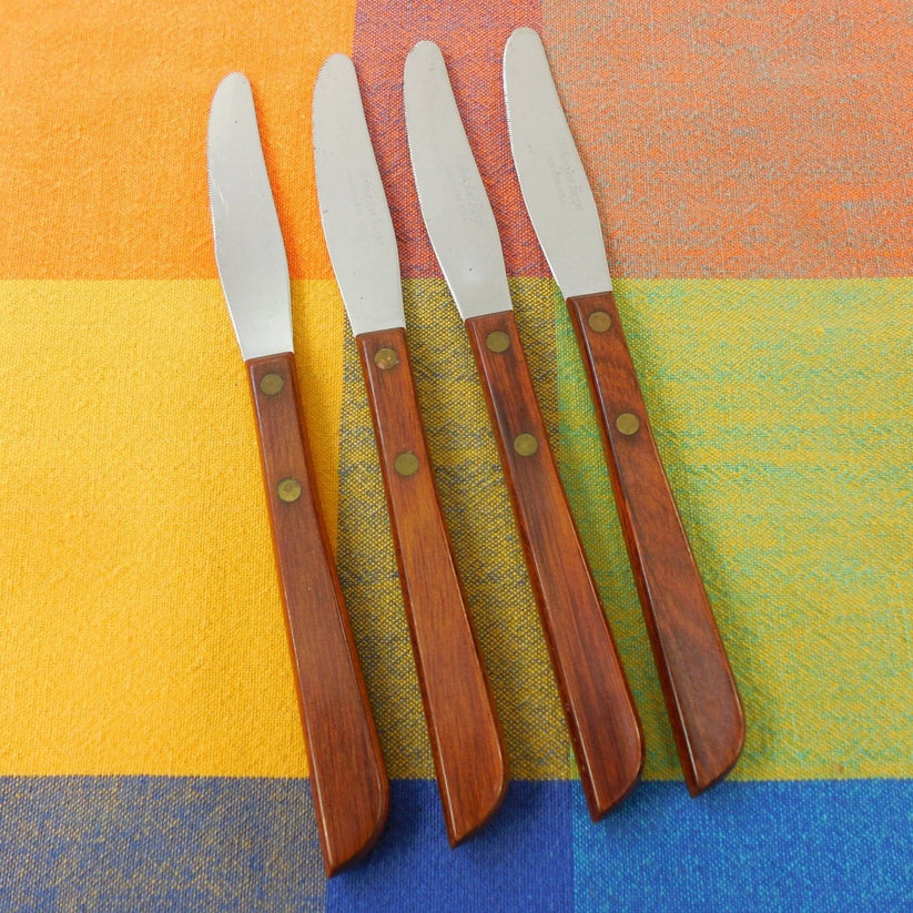 Washington Steak Knives 4 Set Stainless with Wood Handles