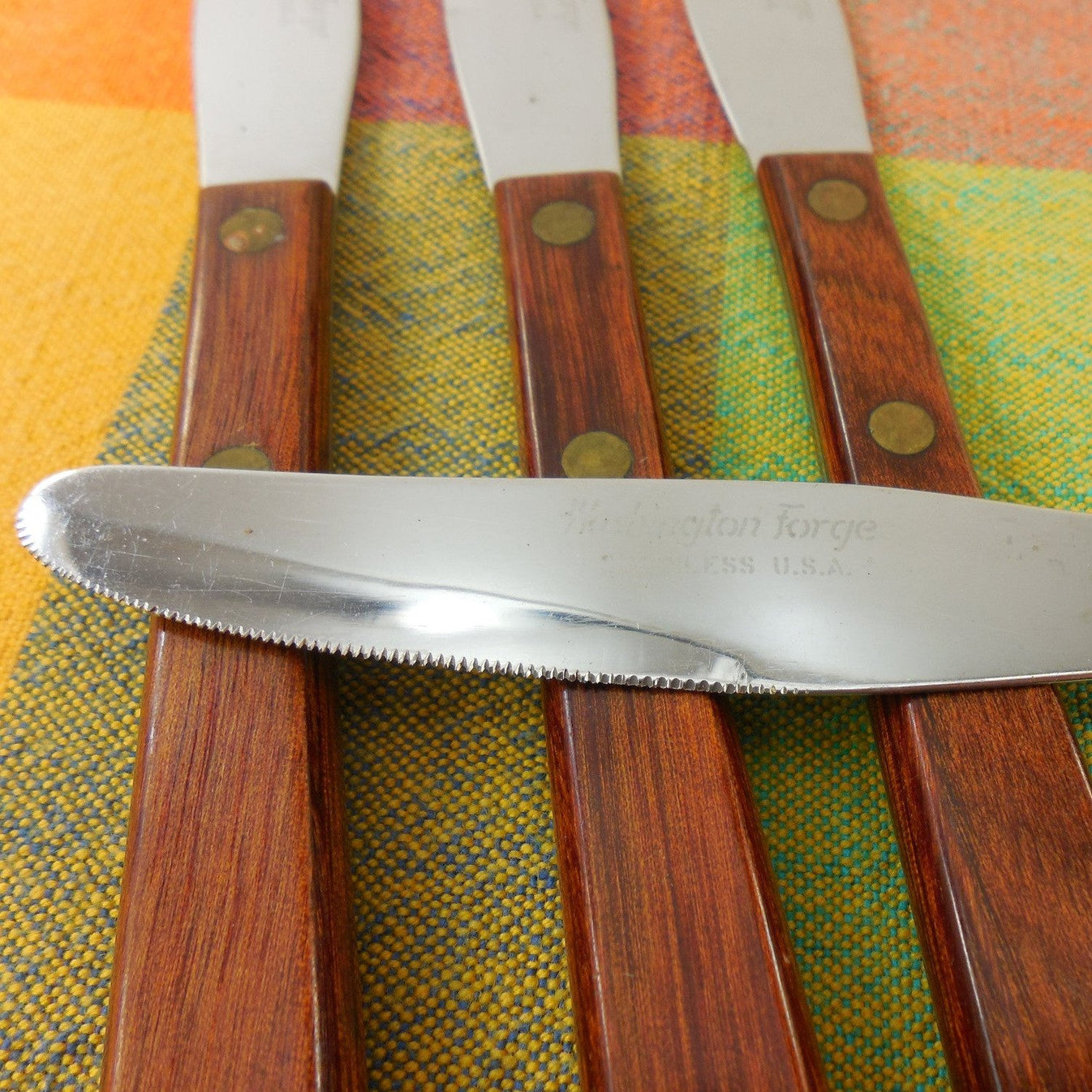Washington Steak Knives 4 Set Stainless with Wood Handles