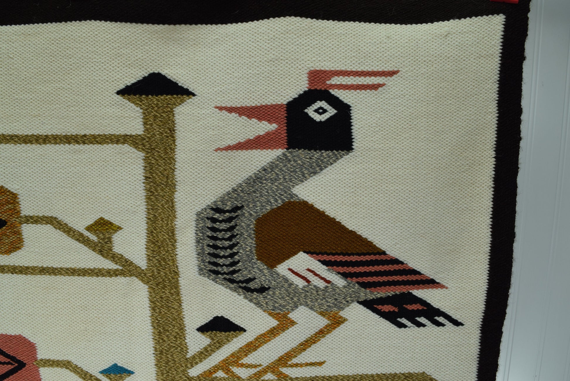 Wool Wall Decor Rug Symbols Andean Central America Vintage Unused from Estate condor