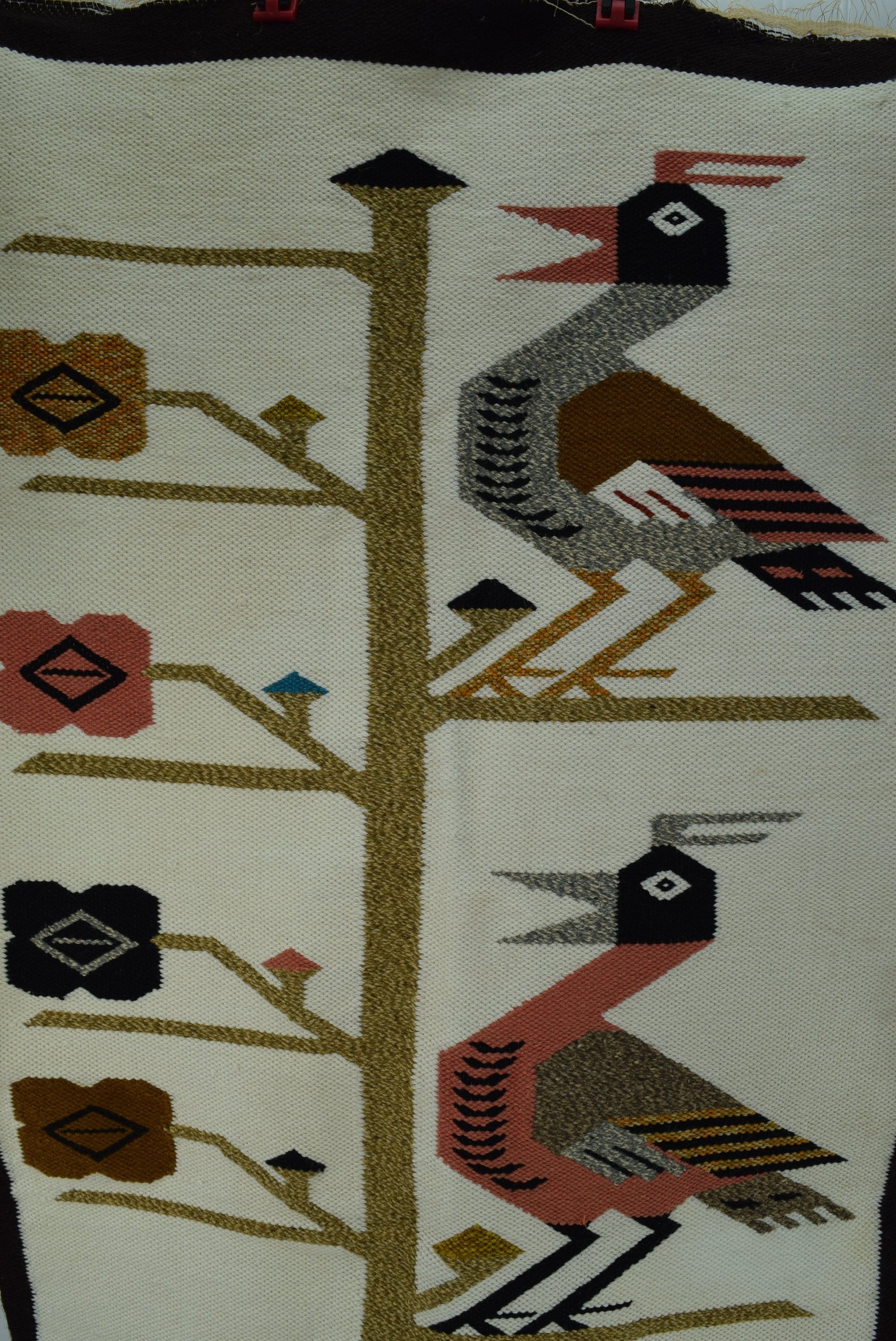 Wool Wall Decor Rug Symbols Andean Central America Vintage Unused from Estate vibrant