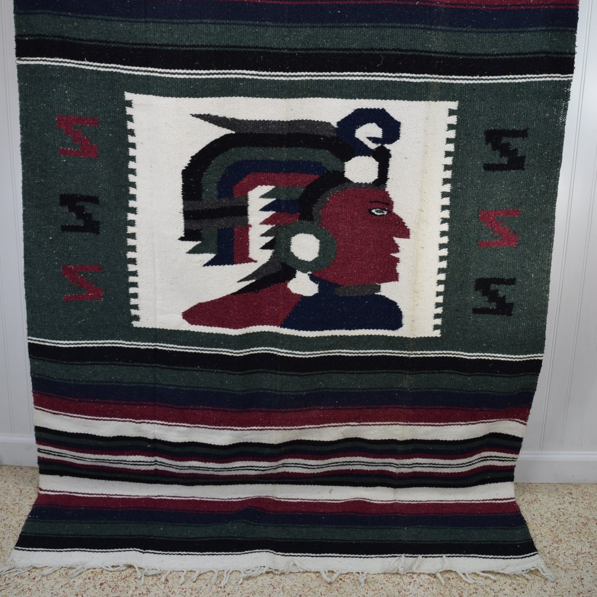 Cotton Rug Mexico Large 45" X 78"  Warrior Design Stripes from Estate
