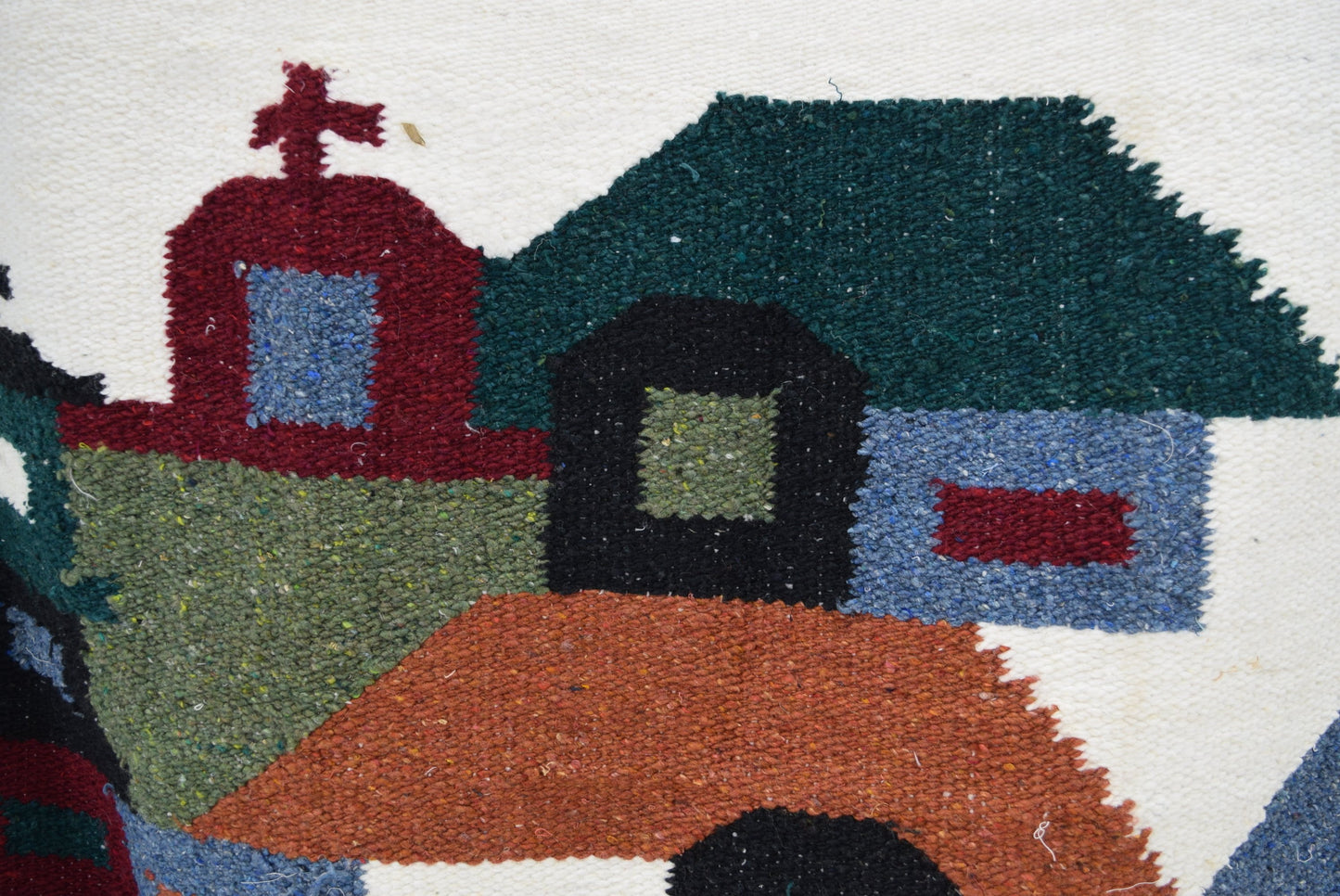 Cotton Rug Mexico Large 45" X 70"  Village Scene Stripes from Estate churches