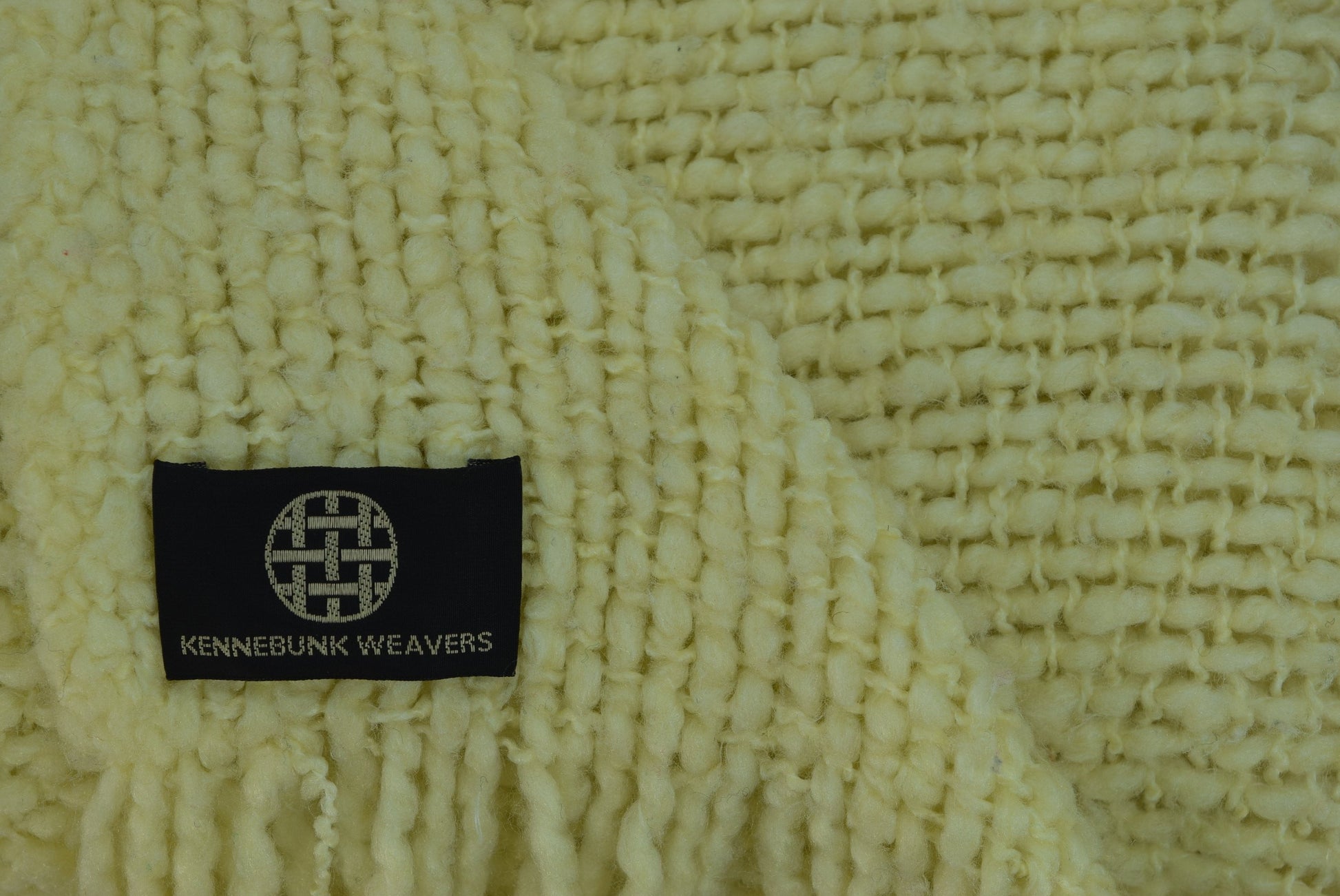 Kennebunk Weavers Maine Throw Pale Banana Yellow Vintage 12" Fringe usa