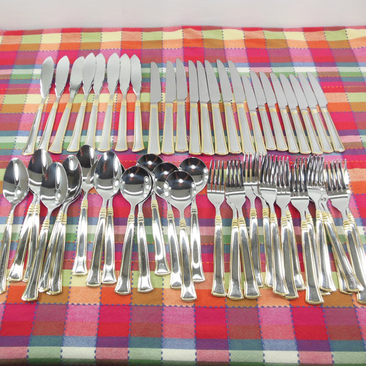 SBS Bestecke Edelstahl Stainless Gold Plate Flatware Partial Set