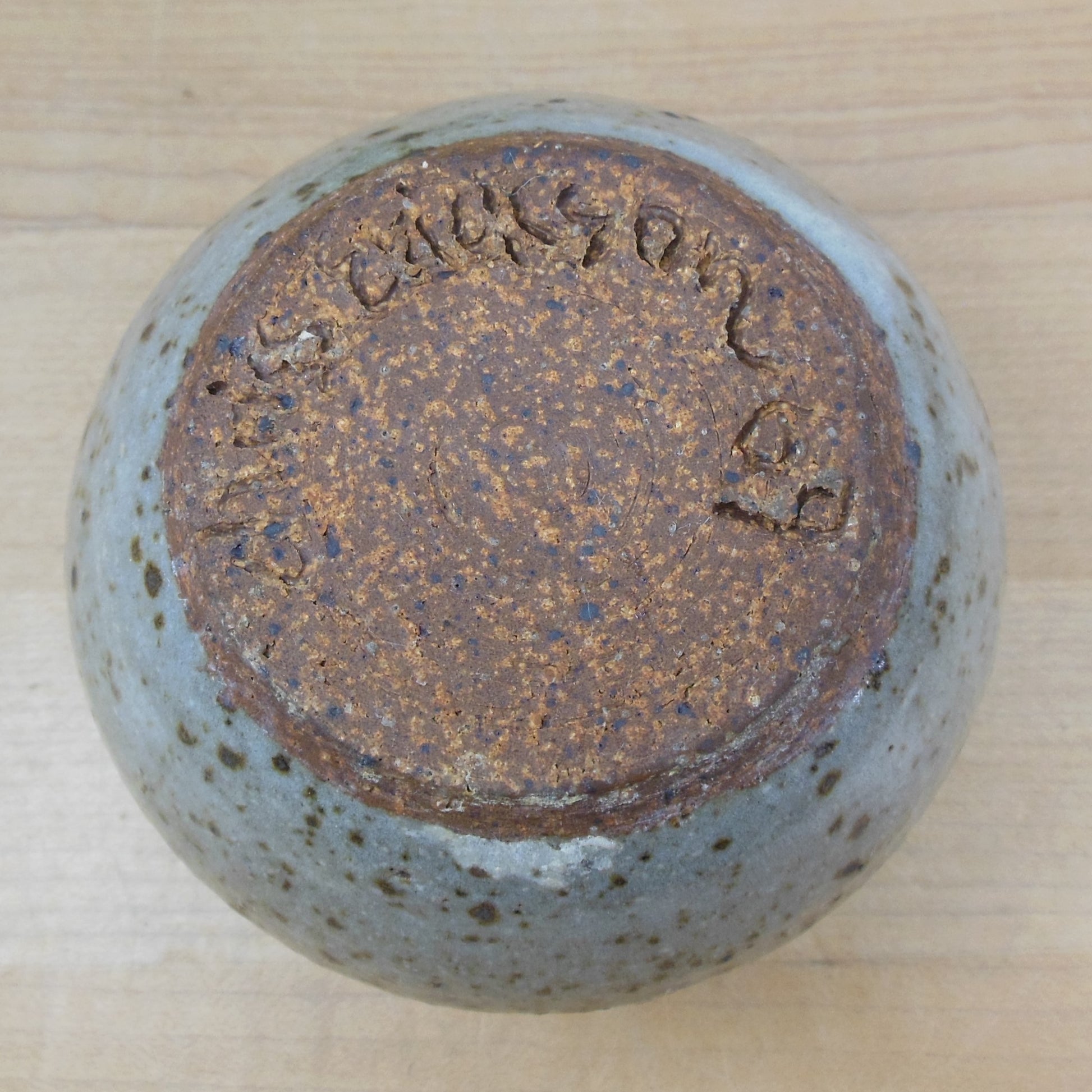 Chris Erickson 1969 Stoneware Pottery Small Signed Vase Brown Gray