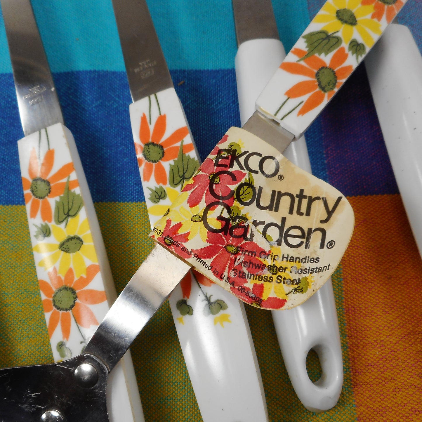 Ekco USA New Country Garden Slotted Kitchen Spoon - Mod Flowers Vintage NOS