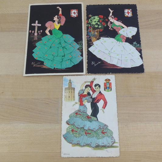 Elsi Gumier 3 Lot Postcards Dancers Fabric Vintage
