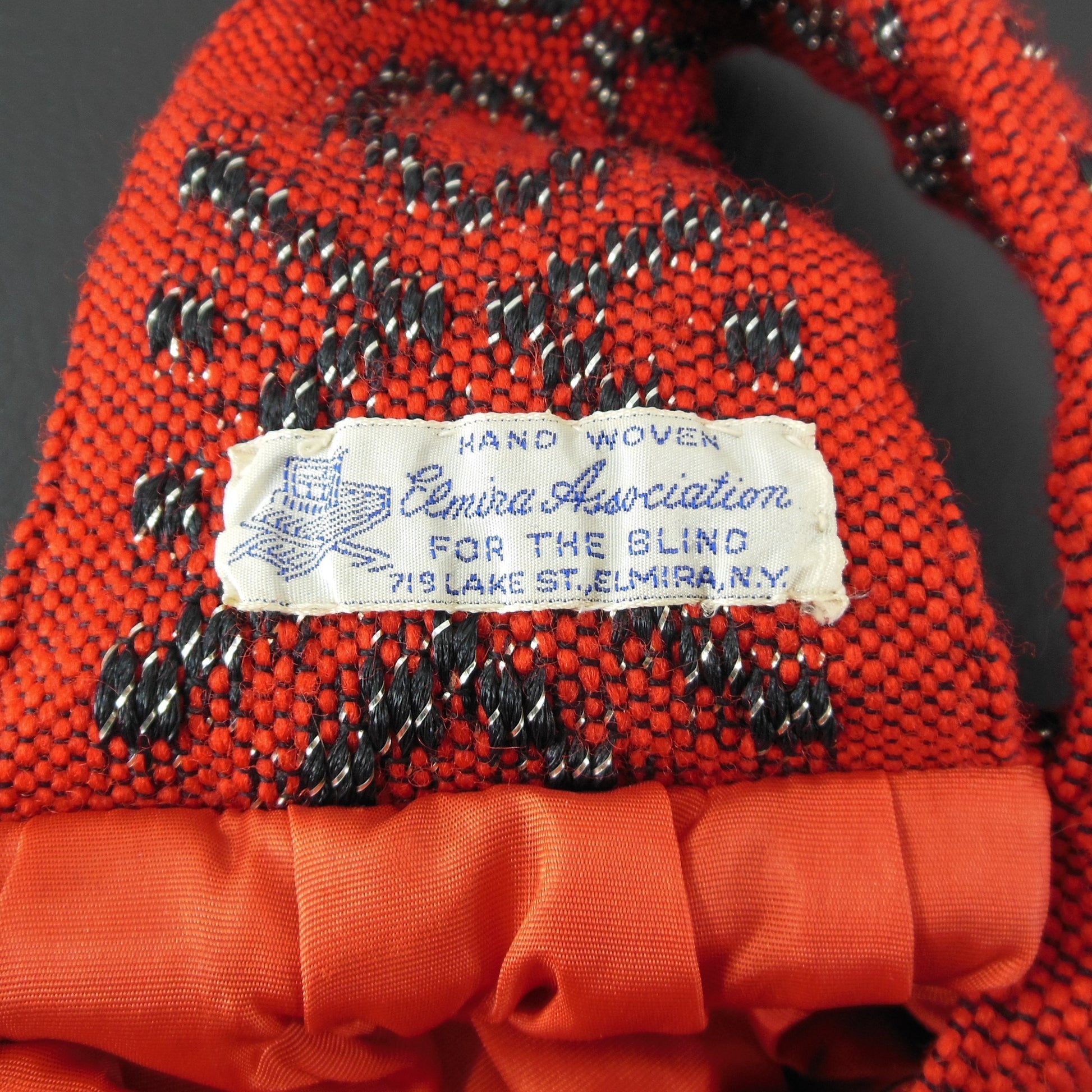 Elmira Association For The Blind NY Hand Woven Purse Handbag Red Black Unused