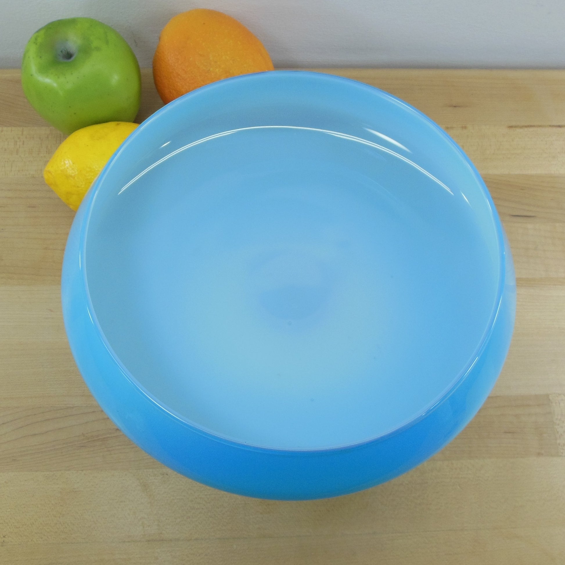 Empoli Unsigned Cased Blue Glass Compote Pedestal Bowl 7.75"