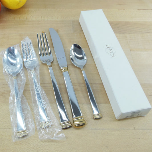 Lenox Eternal Gold Stainless Flatware - 5 Piece Place Setting NOS Boxed