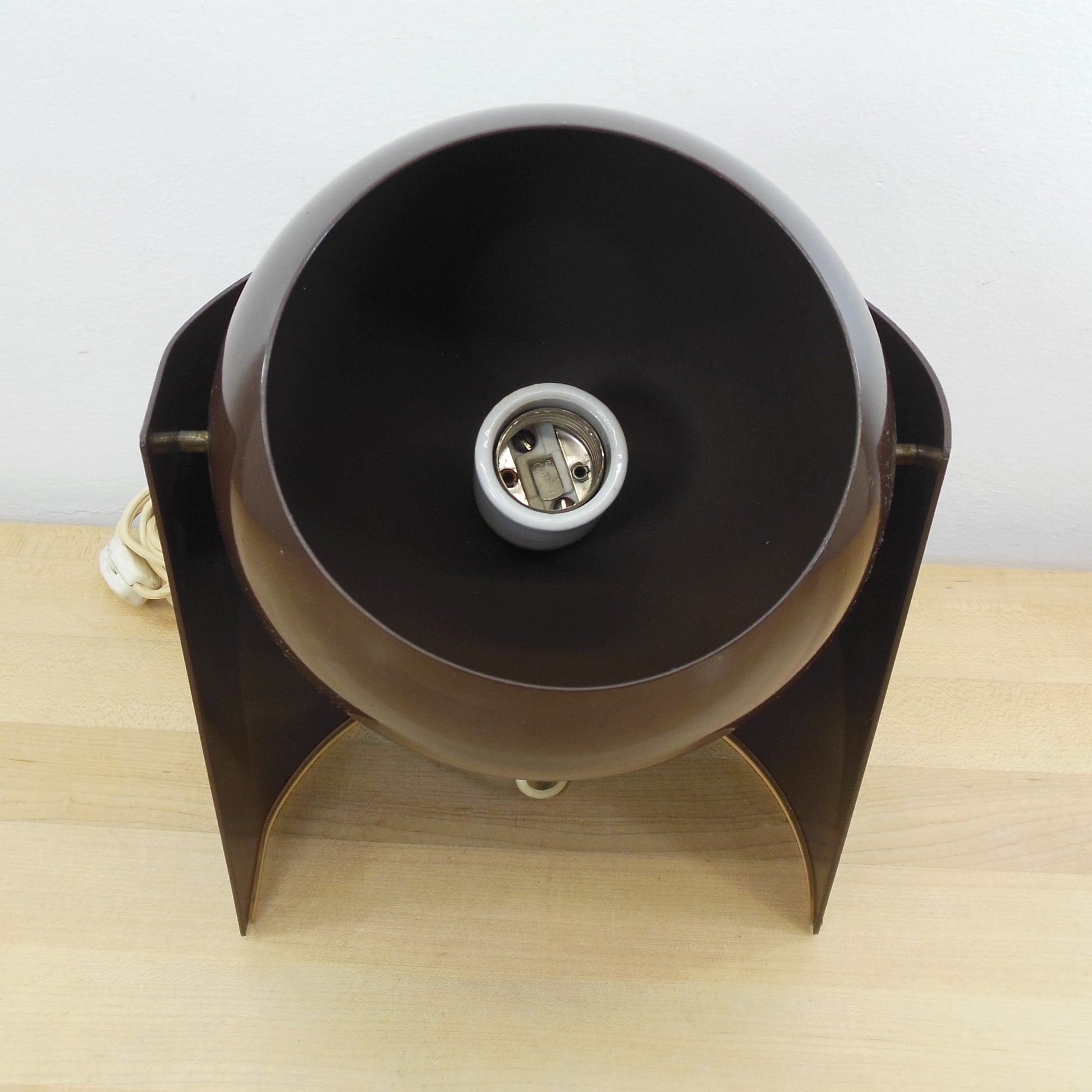 MCM Chocolate Brown Orb Eyeball Lamp Directional Spot Light Vintage