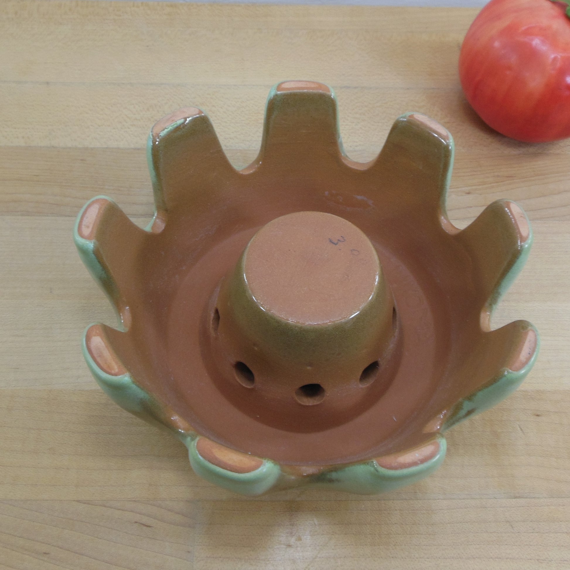 Frankoma Pottery Plainsman Green Carafe Warmer Stand Votive Trivet used