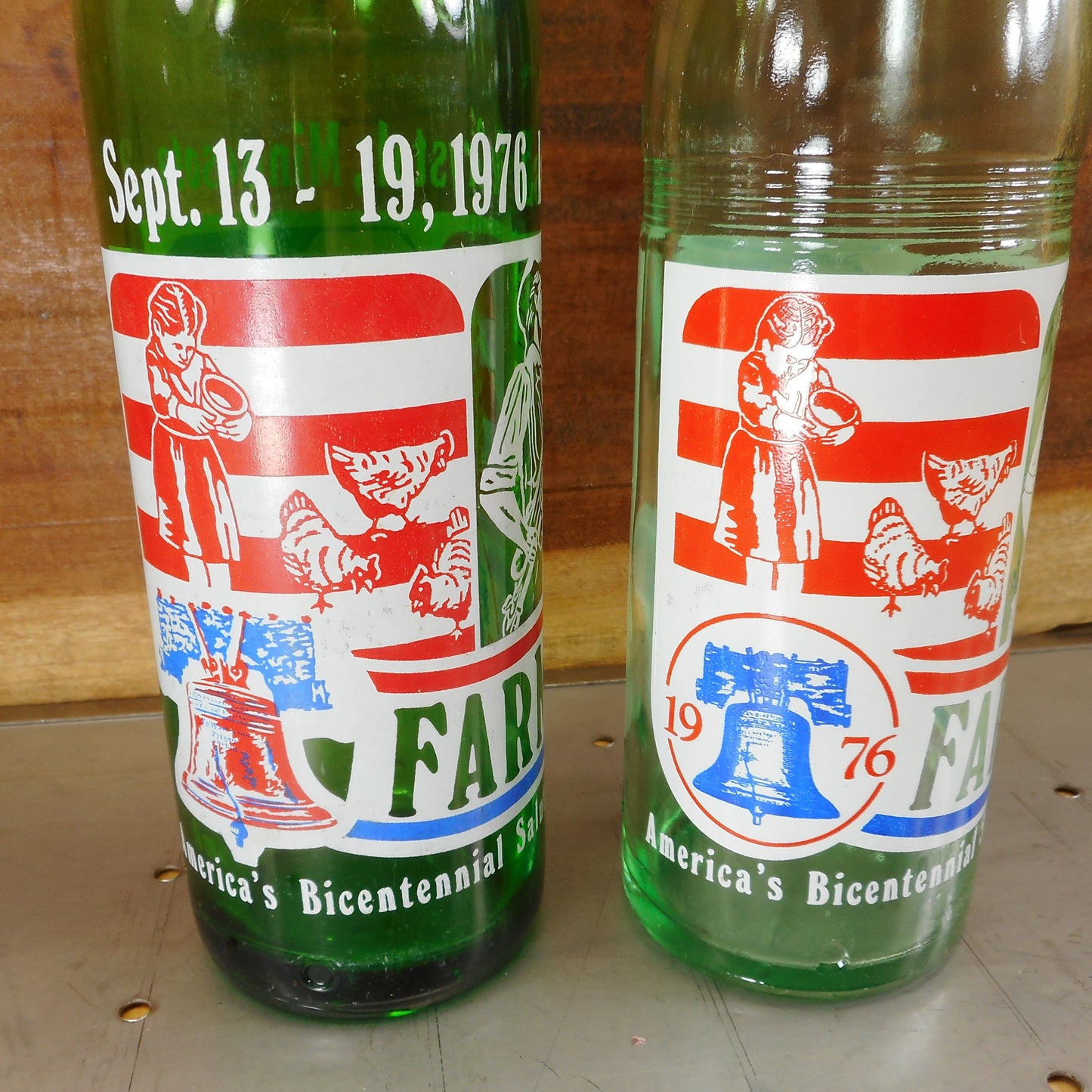 Dr Pepper 7-Up Commemorative Bottles 1976 Farmfest MN Vintage