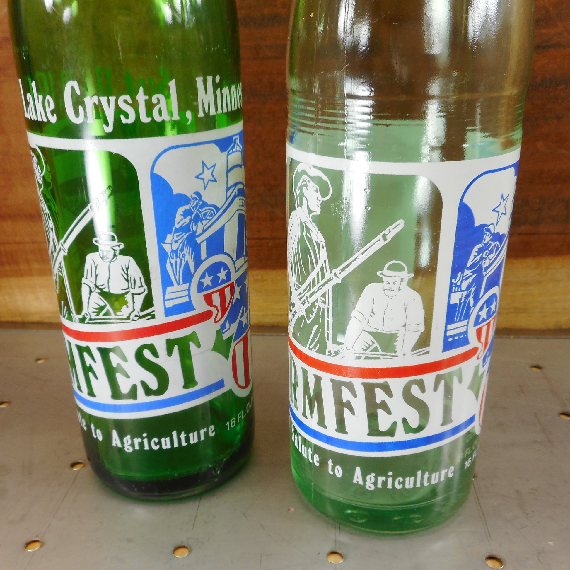 Dr Pepper 7-Up Commemorative Bottles 1976 Farmfest MN Used