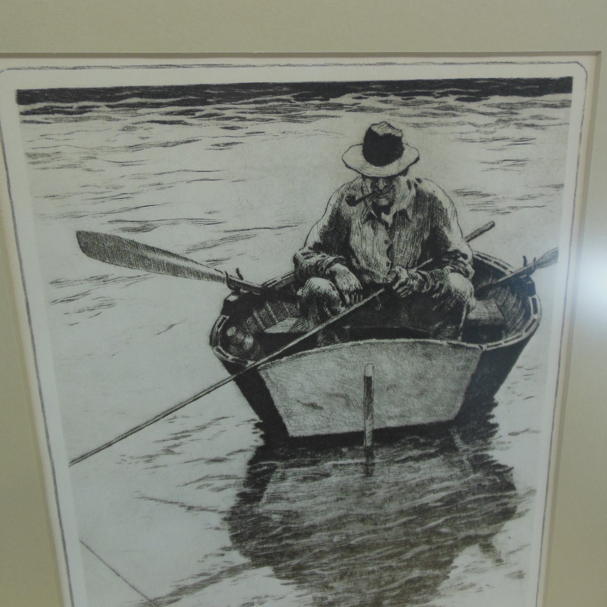 R. H. Palenske Framed Print Just Fishin' Row Boat Fisherman Vintage