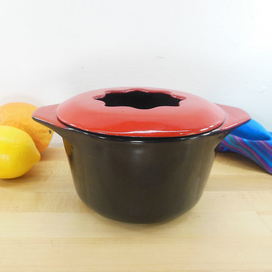 Unbranded Red Black Enamel Cast Iron Fondue Pot