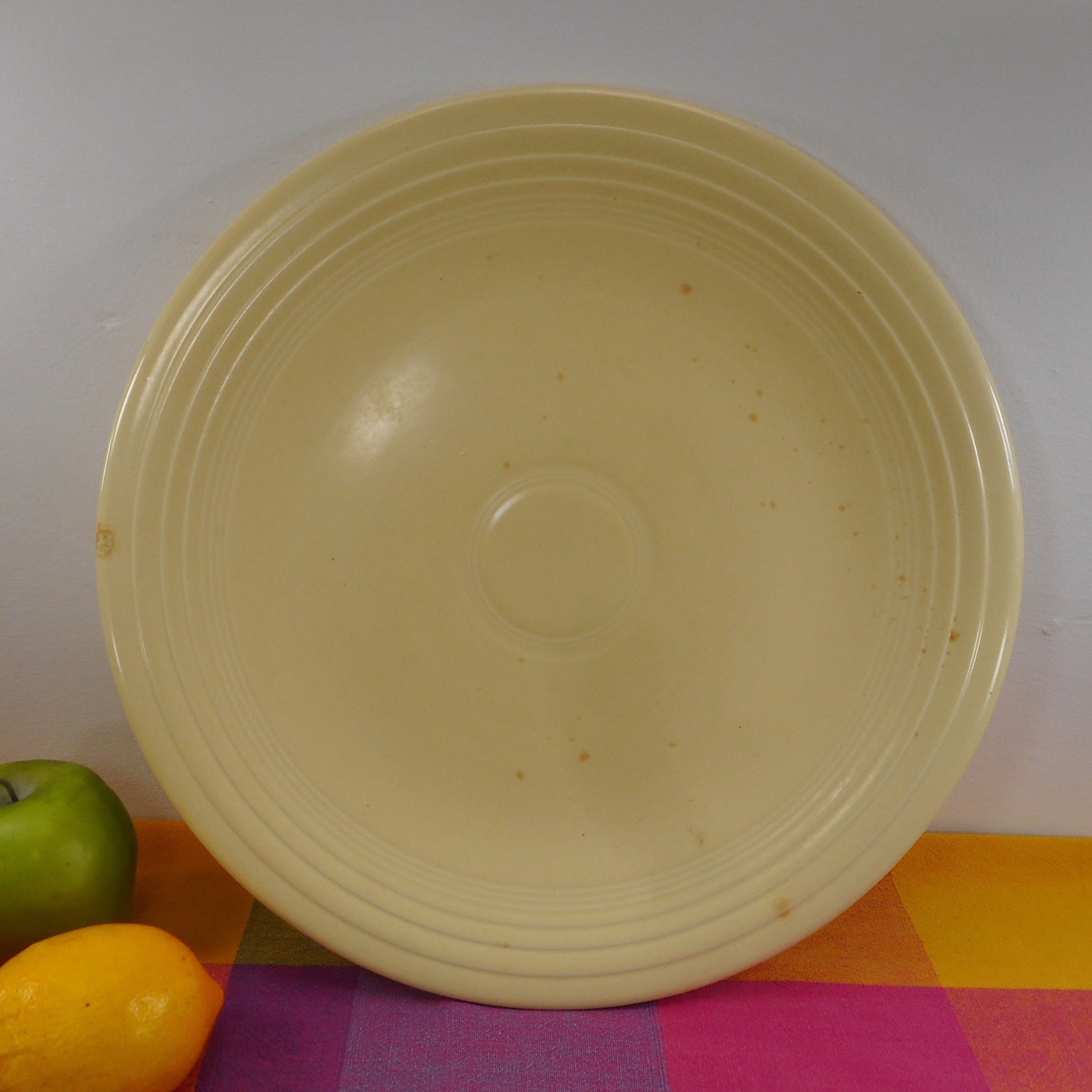 Fiestaware Genuine Vintage 14" Chop Plate Round Platter - Ivory with Orange Splatter Factory Splotch