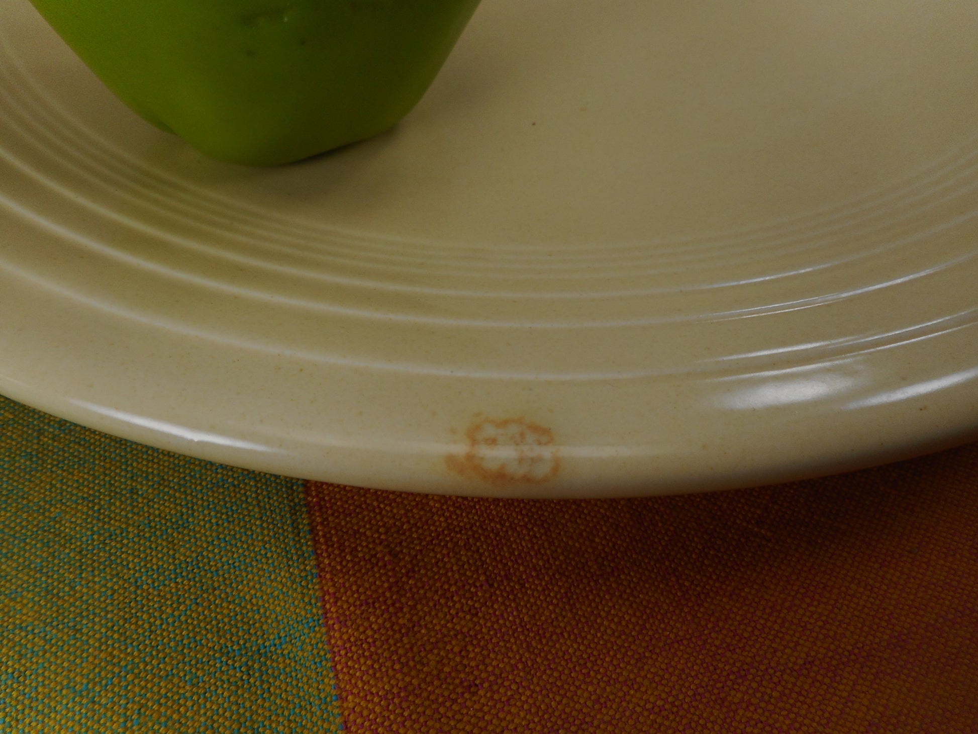 Fiestaware Genuine Vintage 14" Chop Plate Round Platter - Ivory with Orange Splatter Factory Splotch Mis-fire