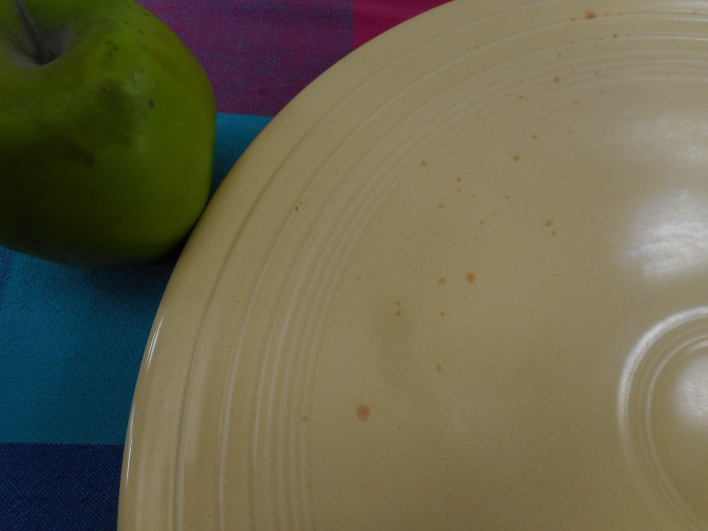 Fiestaware Genuine Vintage 14" Chop Plate Round Platter - Ivory with Orange Splatter Factory Splotch Used