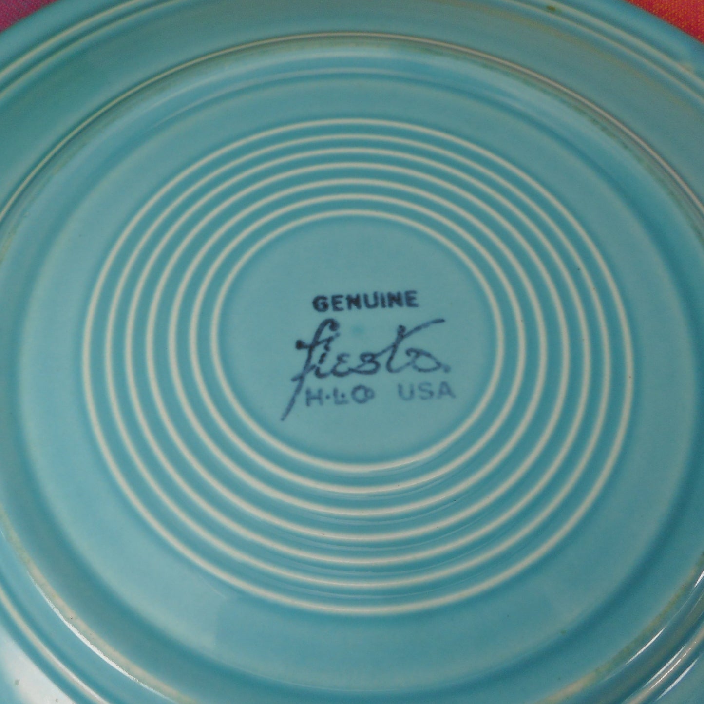 Fiestaware Genuine Vintage Luncheon Plates Turquoise Yellow 9.5" Rings