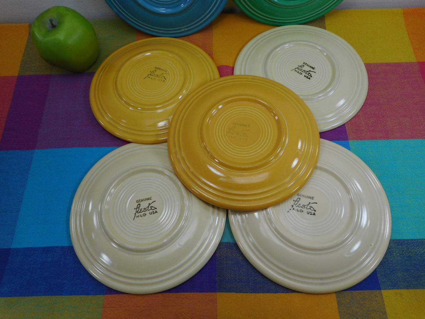 Fiestaware Genuine Vintage 7 Salad Plates 7.5" Yellow