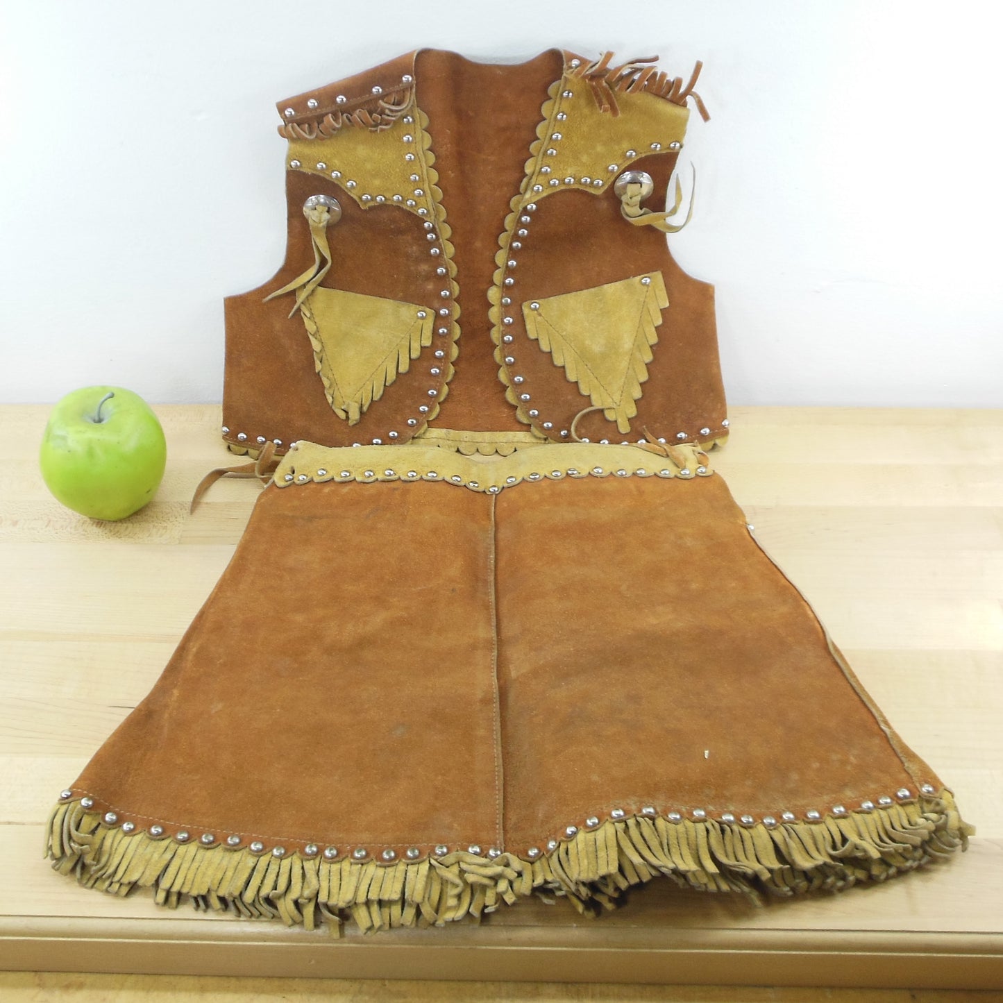 Schoellkopf Co. Dallas 1950's Leather Child Cowgirl Outfit Vest Skirt