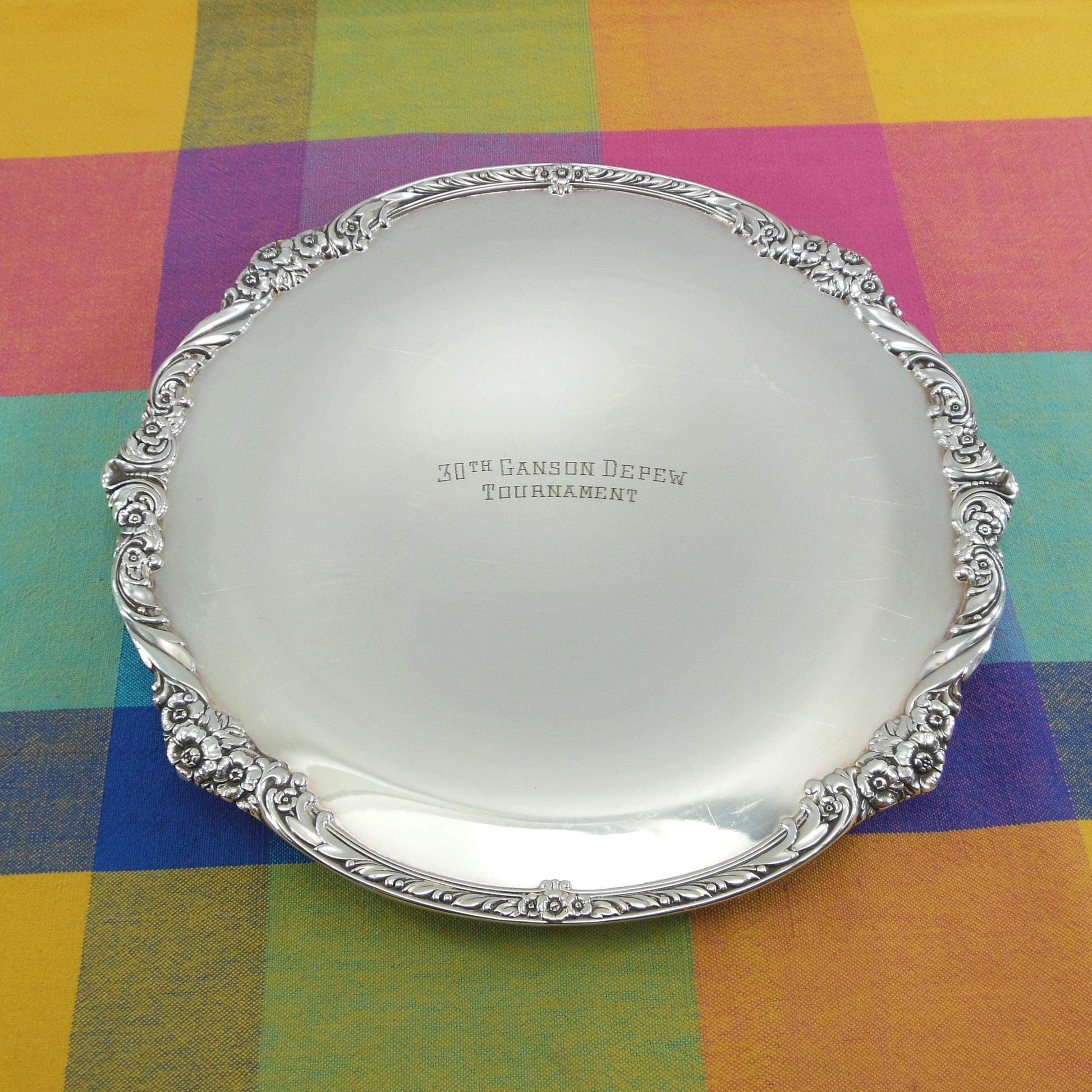 Rogers Bros. Heritage Silverplate Tray - 30th Ganson Depew Tournament Golf NY