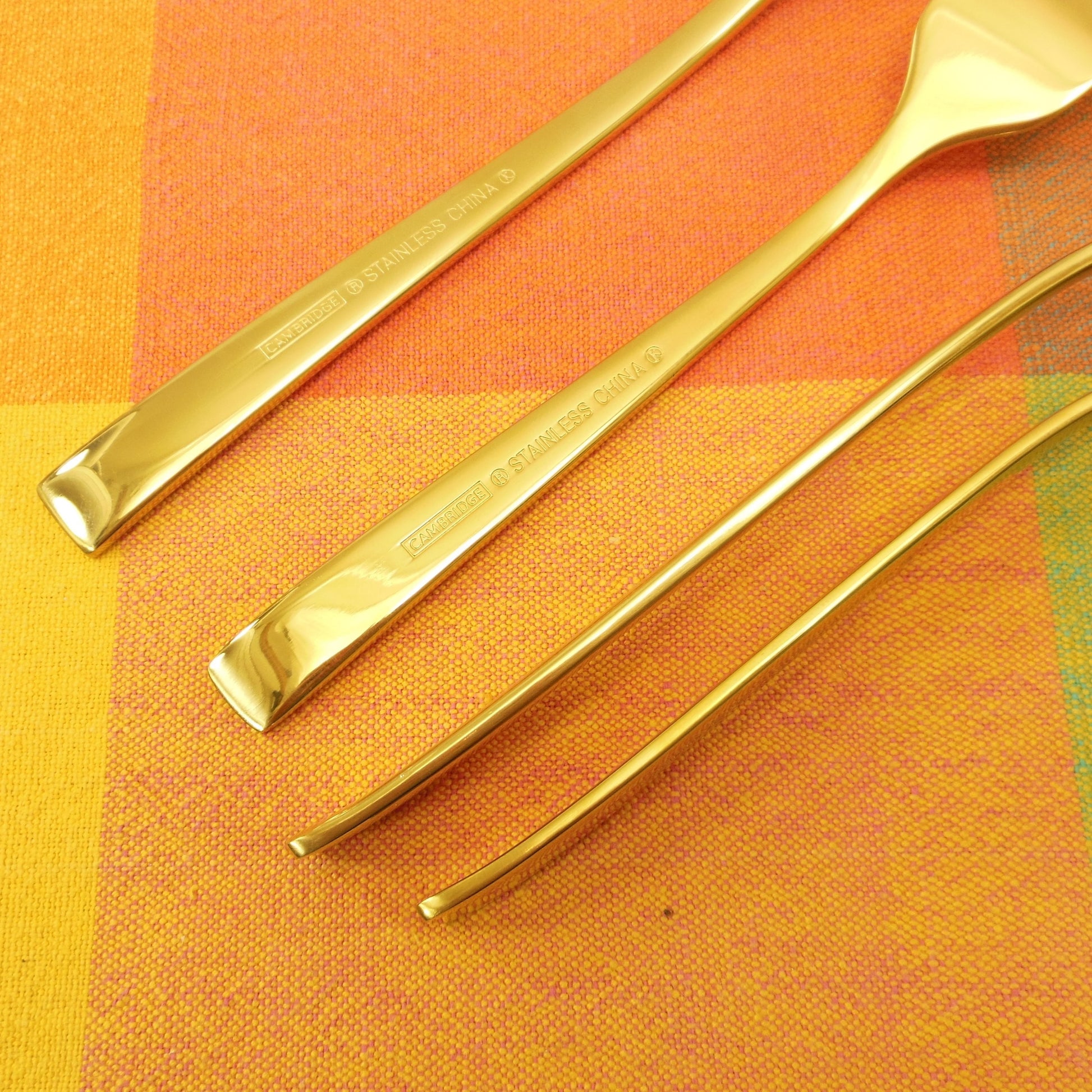 Cambridge Silversmiths Beacon Gold Shiny Forks Spoons NIP